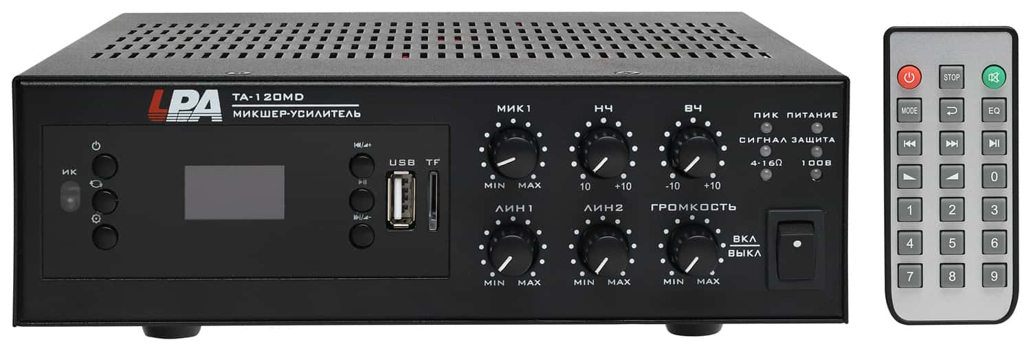 LPA-TA-120MD — Настольный микшер-усилитель, 120 Вт, MP3(USB/SD), тюнер, Bluetooth, фантомное питание
