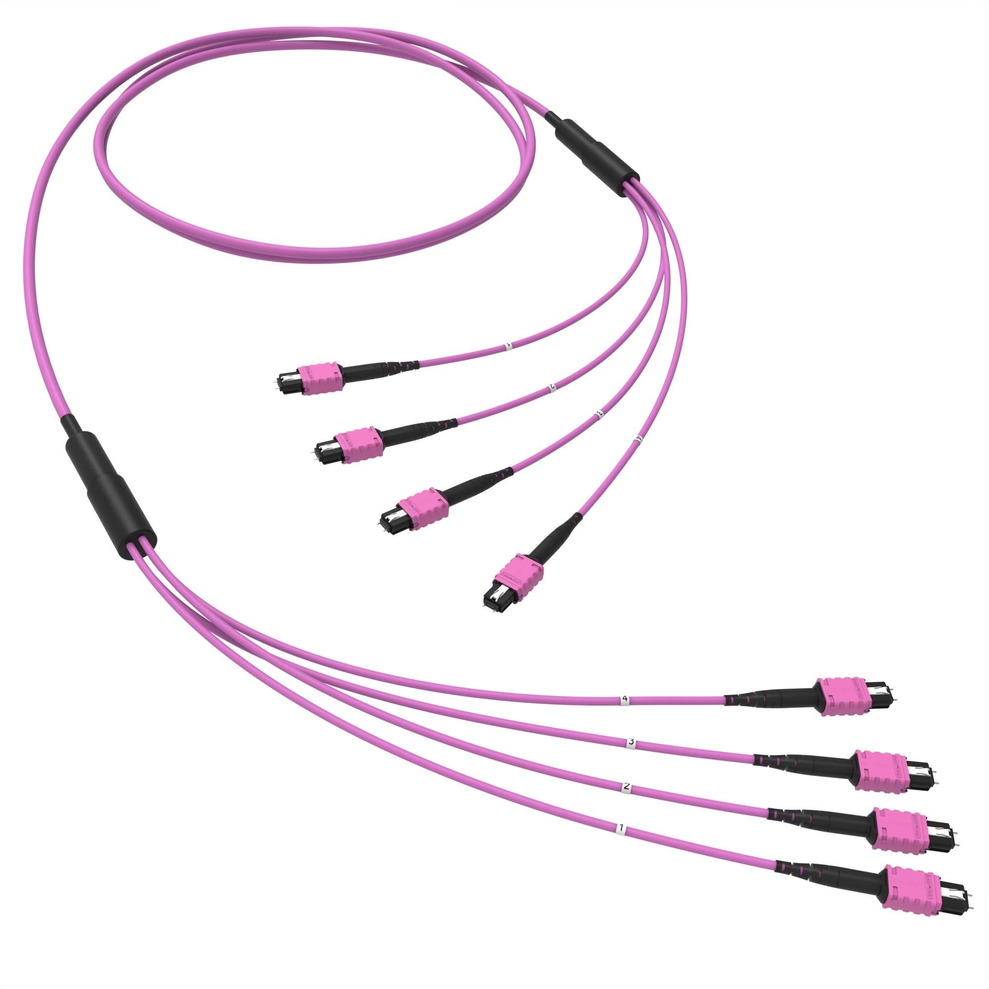 Оптическая магистральная сборка 48 ОВ 50/125 OM4, 4xMTP PRO(12)m/4xMTP PRO(12)m, тип В, 10 м