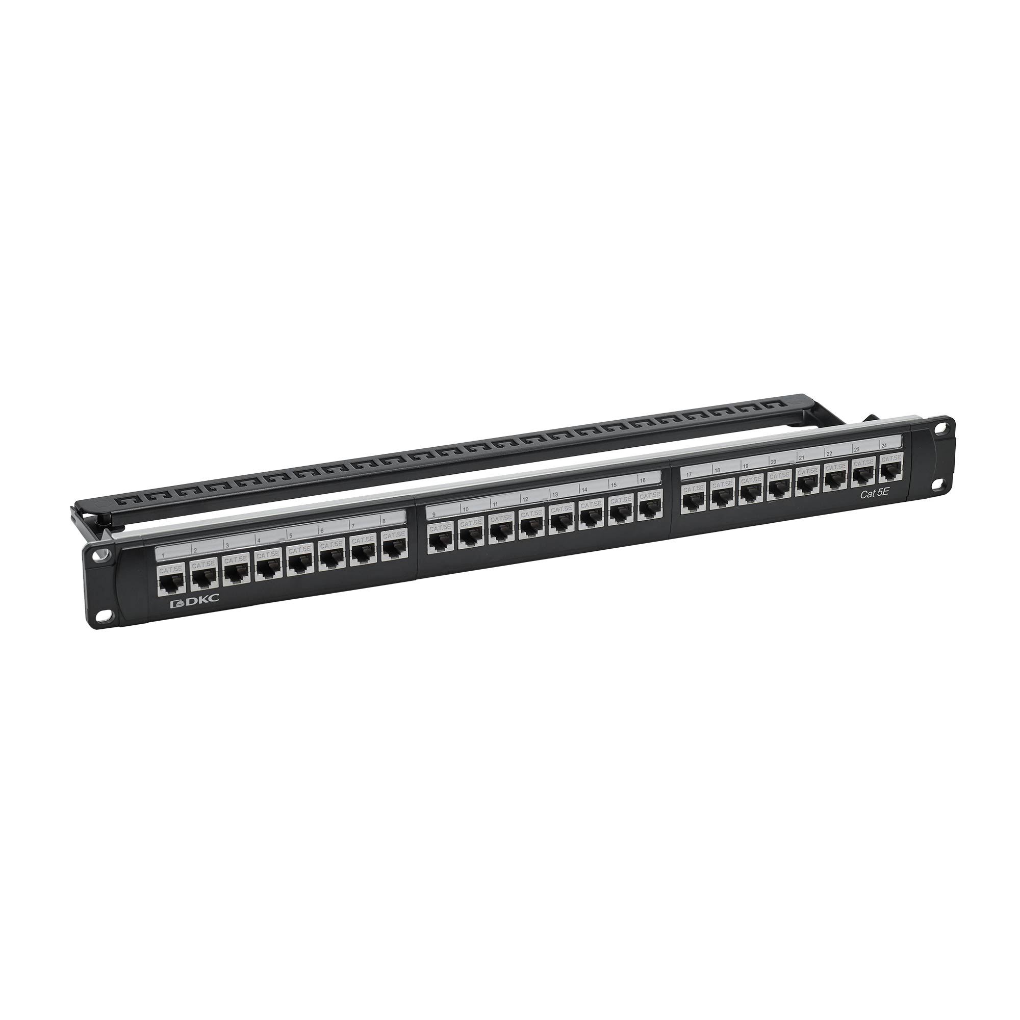 Патч-панель модульная 19", 1U, CAT5E, 24 модуля RJ45 Кейстоун(Keystone), экранированная