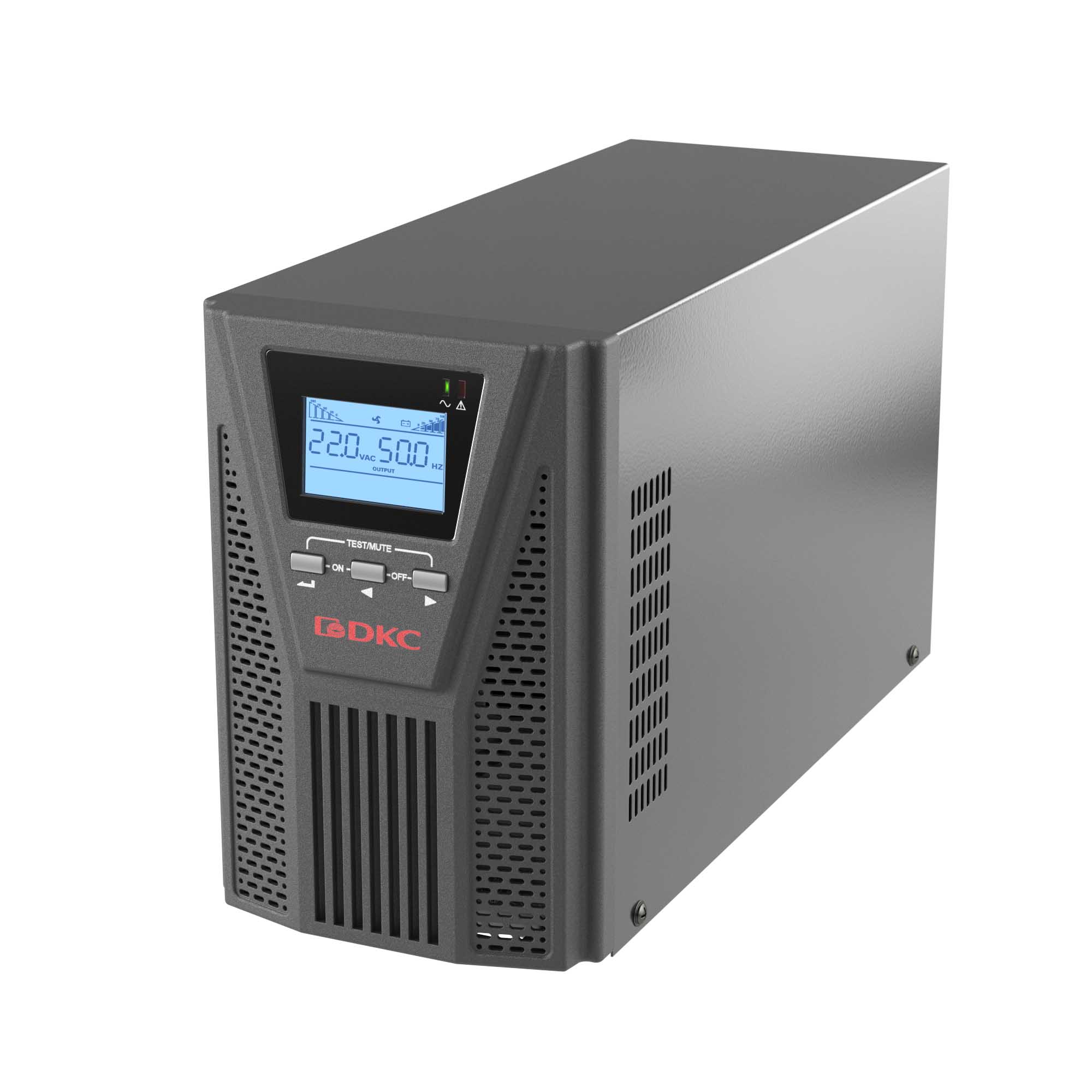 Онлайн ИБП ДКС серии Смолл Тауэр (Small Tower), 1000 ВА/900 Вт, 1/1, 2xSchuko, EPO,USB, RS-232, RJ45, з/у 1А, 3x7Ач