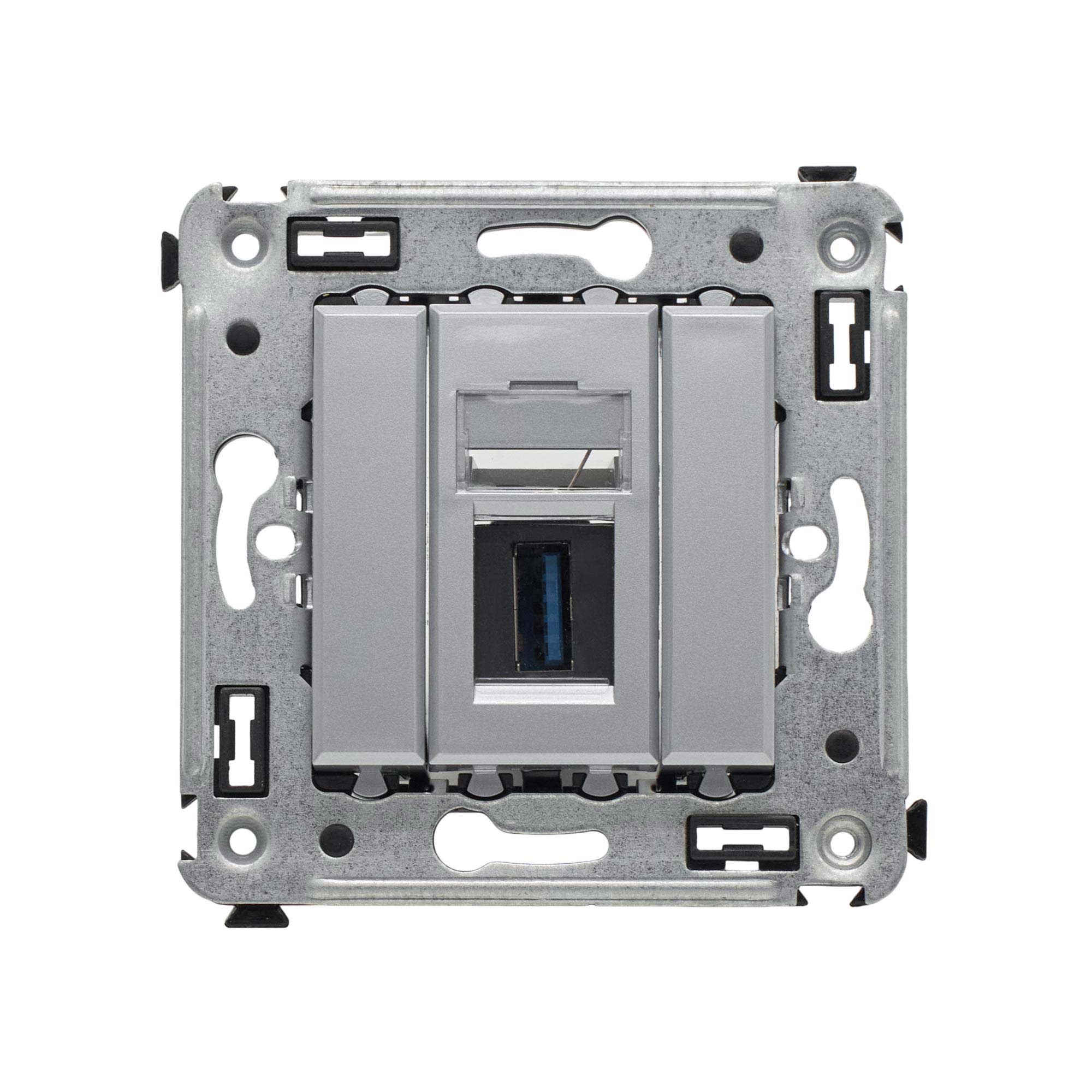 USB 3.0 розетка одинарная в стену, тип А-А, Avanti, закаленная сталь