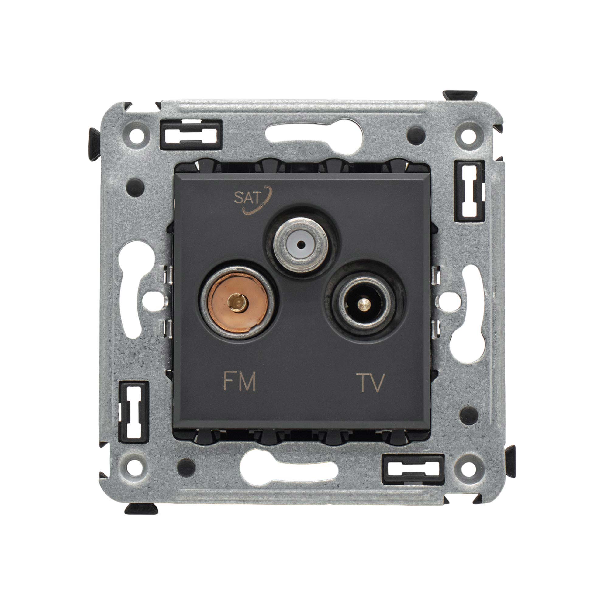 Розетка TV-FM-SAT в стену, Avanti, черный матовый
