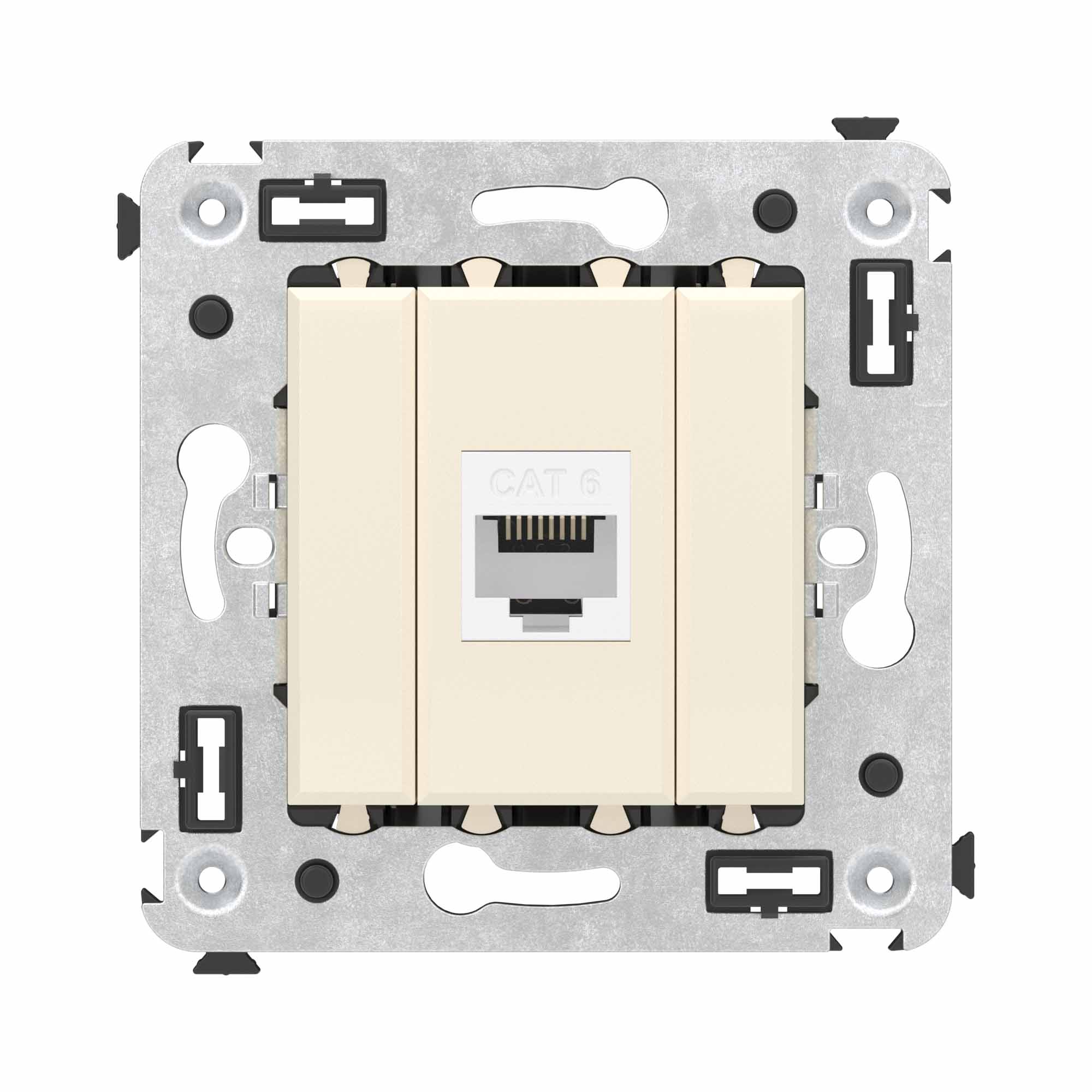 Компьютерная розетка RJ-45 без шторки в стену, кат.6 одинарная, Avanti, ванильная дымка
