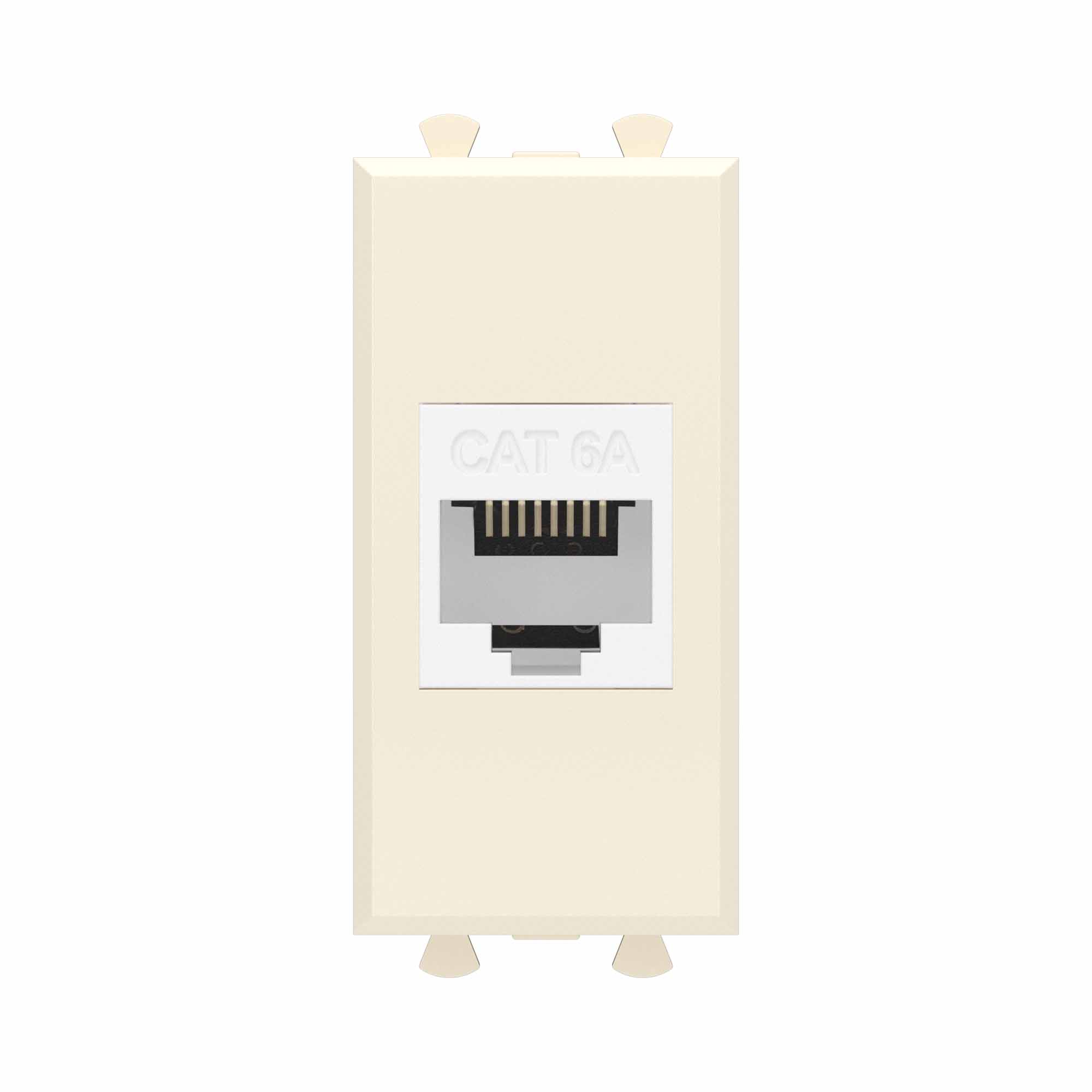 Компьютерная розетка RJ-45 без шторки модульная, кат.6А, Avanti, ванильная дымка, 1 модуль