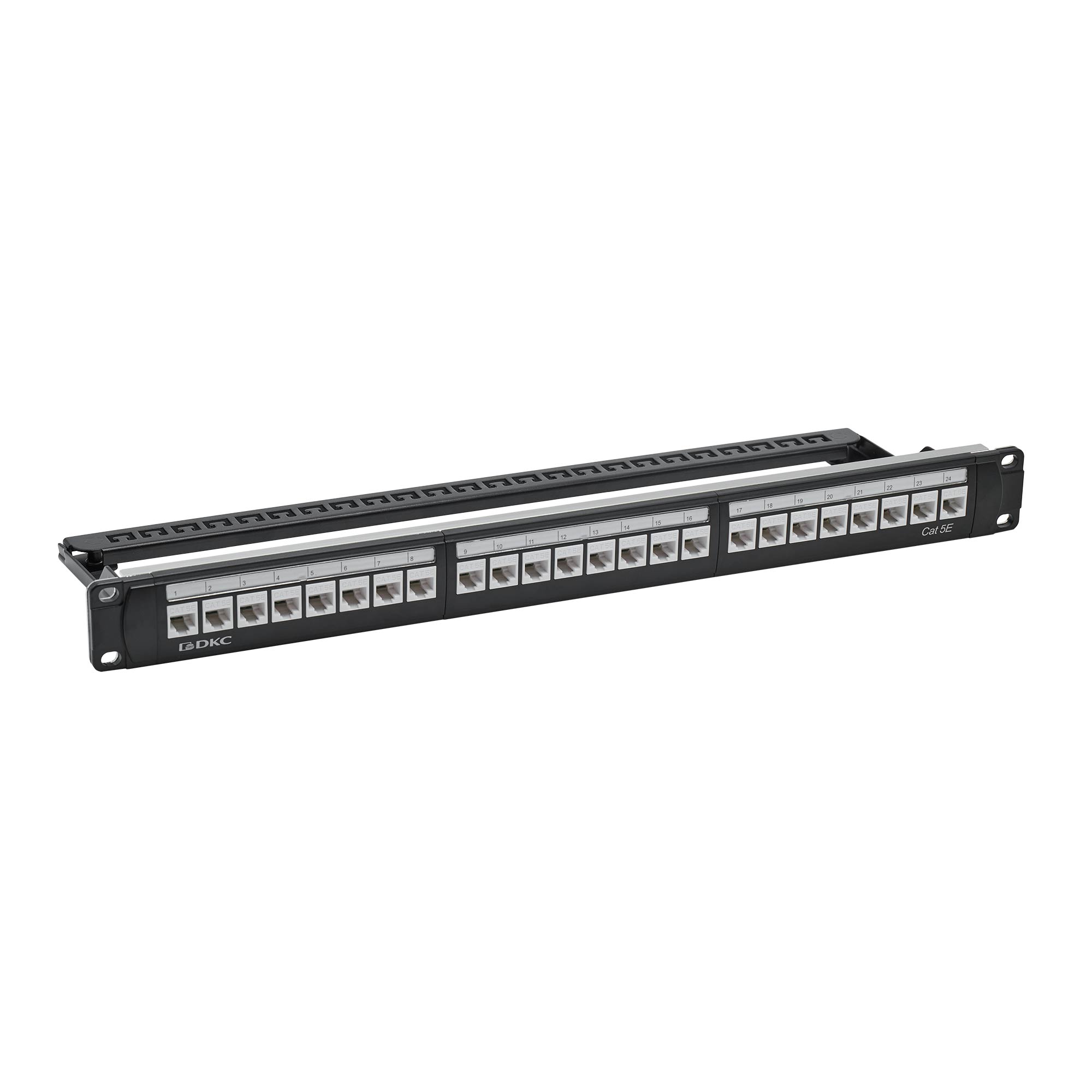 Патч-панель модульная 19", 1U, CAT5E, 24 модуля RJ45 Кейстоун(Keystone), неэкранированная