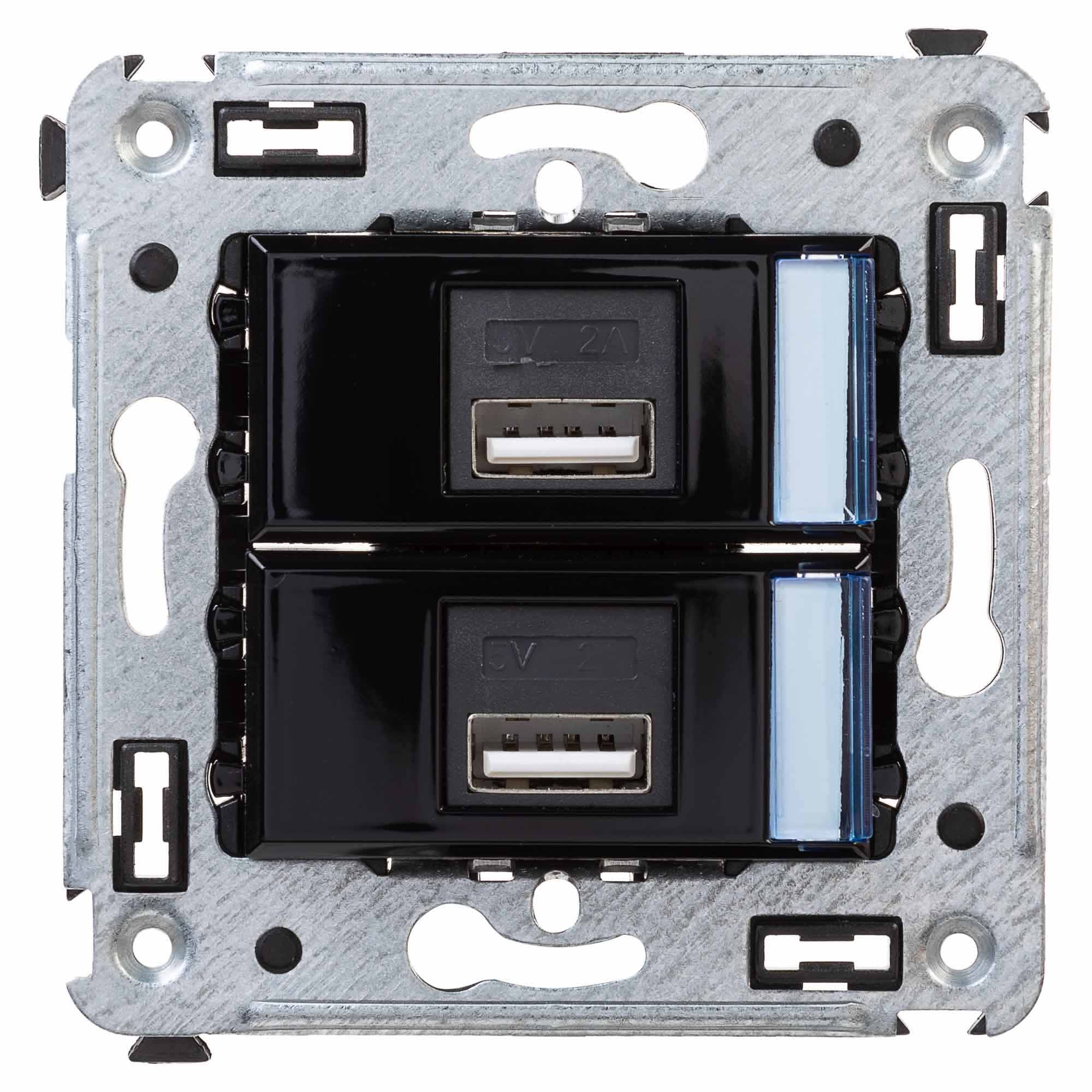 USB зарядное устройство в стену 2.1 А, Avanti, черный квадрат