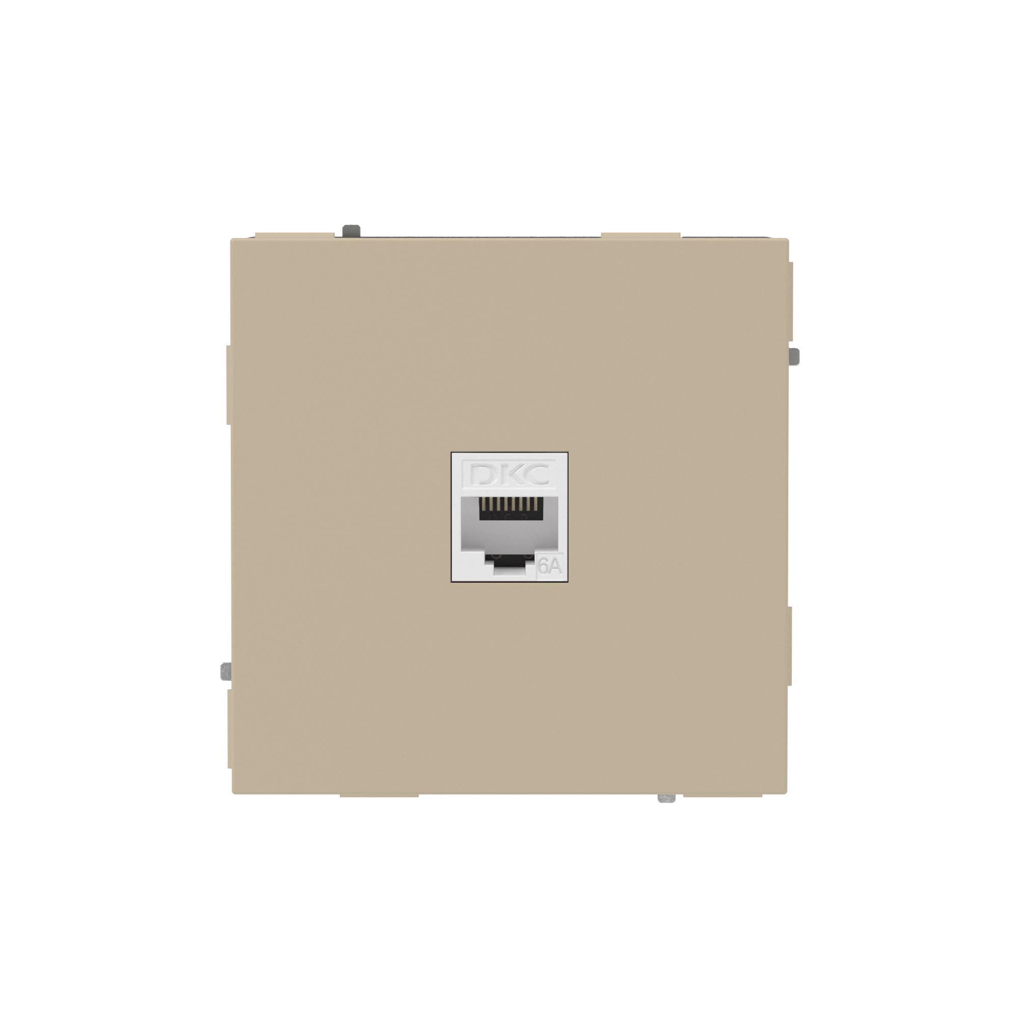 Компьютерная розетка RJ-45 без шторки, кат.6А одинарная,KANT, ванильный марципан