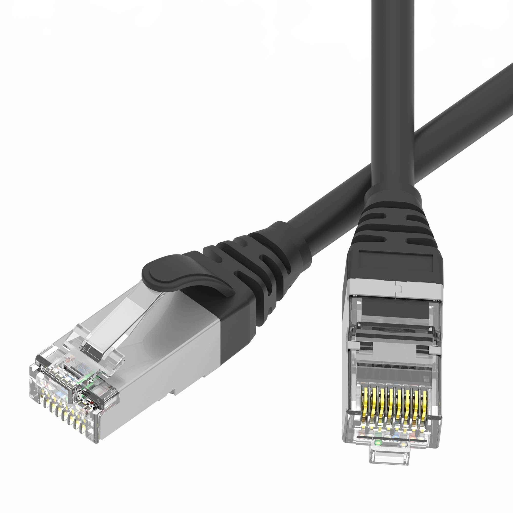 Патч-корд экранированный SLIM CAT6 U/FTP 4х2, 28 AWG, LSZH, чёрный, 3м