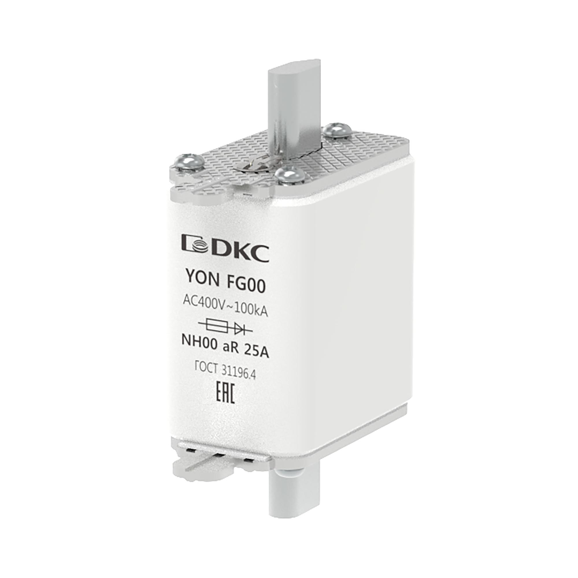 Предохранитель YON ножевого типа FG00 25А 400V характеристика aR