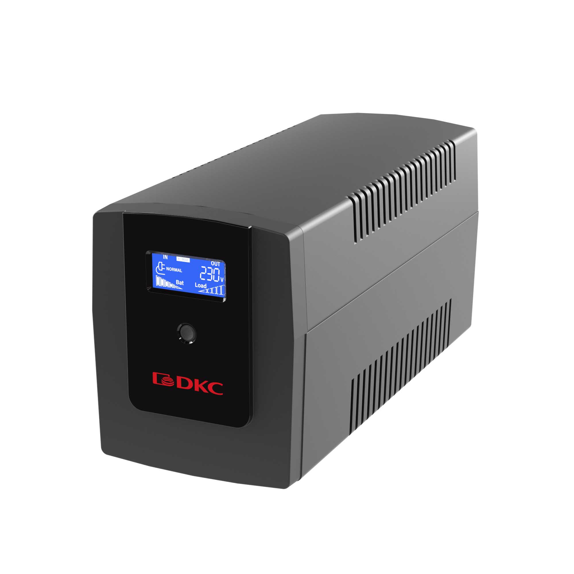 Линейно-интерактивный ИБП от ДКС серии Инфо с дисплеем (Info LCD), 1200ВА/720 Вт, 1/1, 4xIEC C13, USB + RJ45, LCD, 2x7Aч