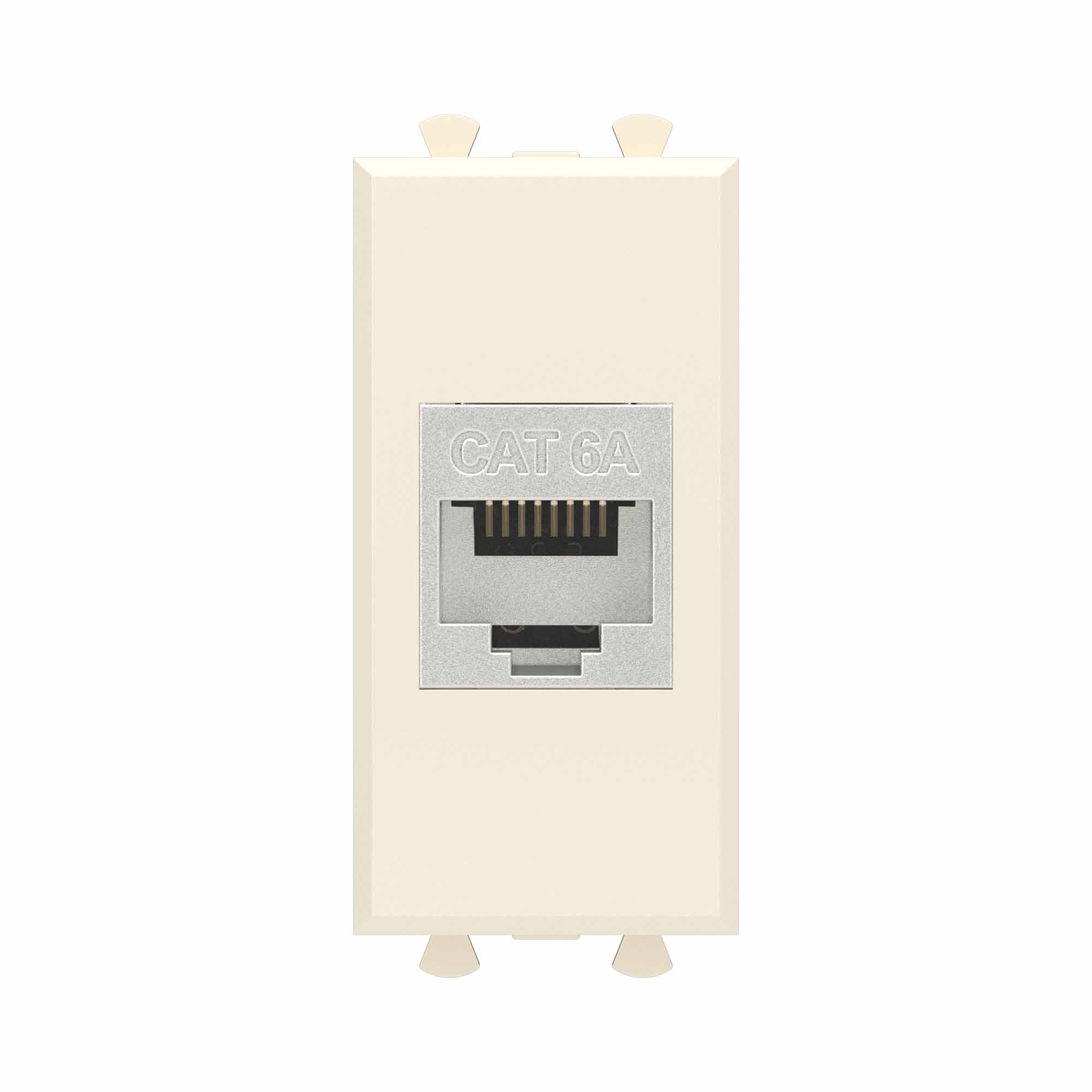 Компьютерная розетка RJ-45 без шторки модульная, кат.6А экранированная, Avanti, ванильная дымка, 1 модуль