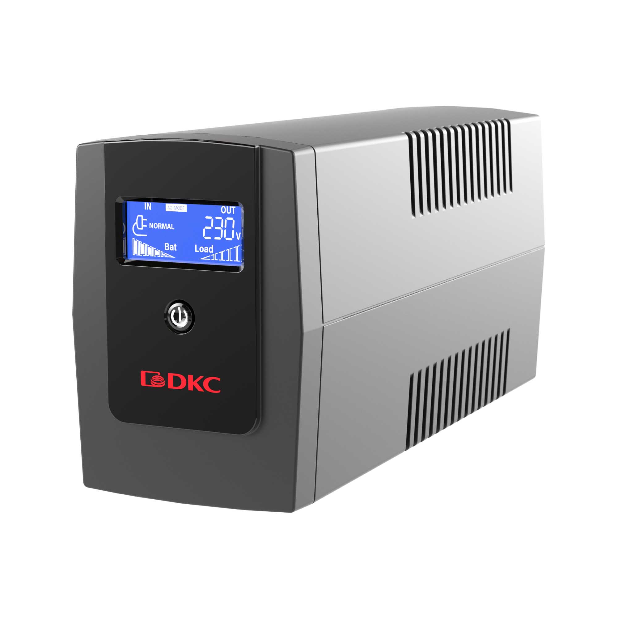 Линейно-интерактивный ИБП от ДКС серии Инфо с дисплеем (Info LCD), 600ВА/360 Вт, 1/1, 3xIEC C13, USB + RJ45, LCD, 1x7Aч