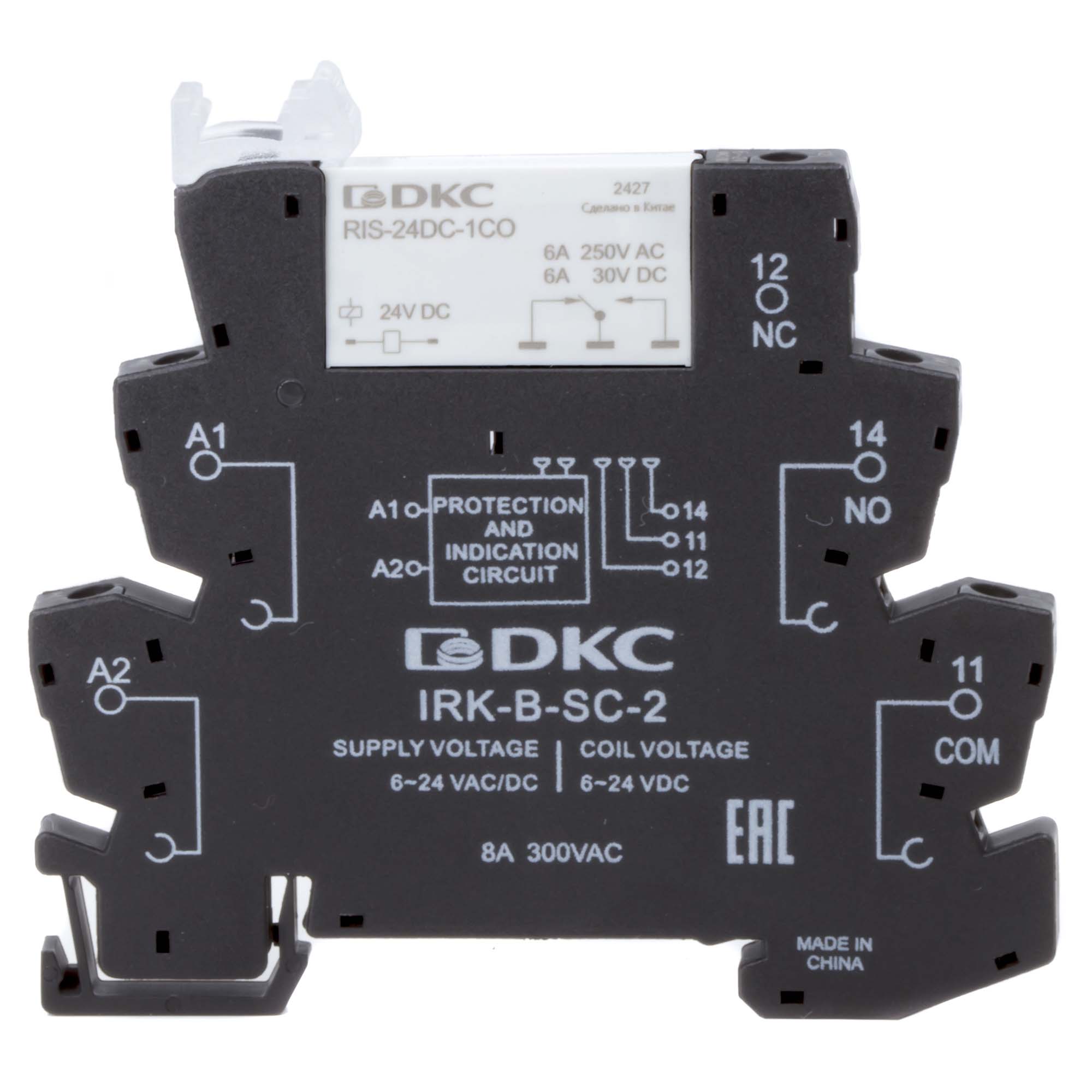 Реле интерфейсное, 1CO, ком. ток 6А, AgSnO2, напряжение 12V AC/DC, винтовые клеммы.