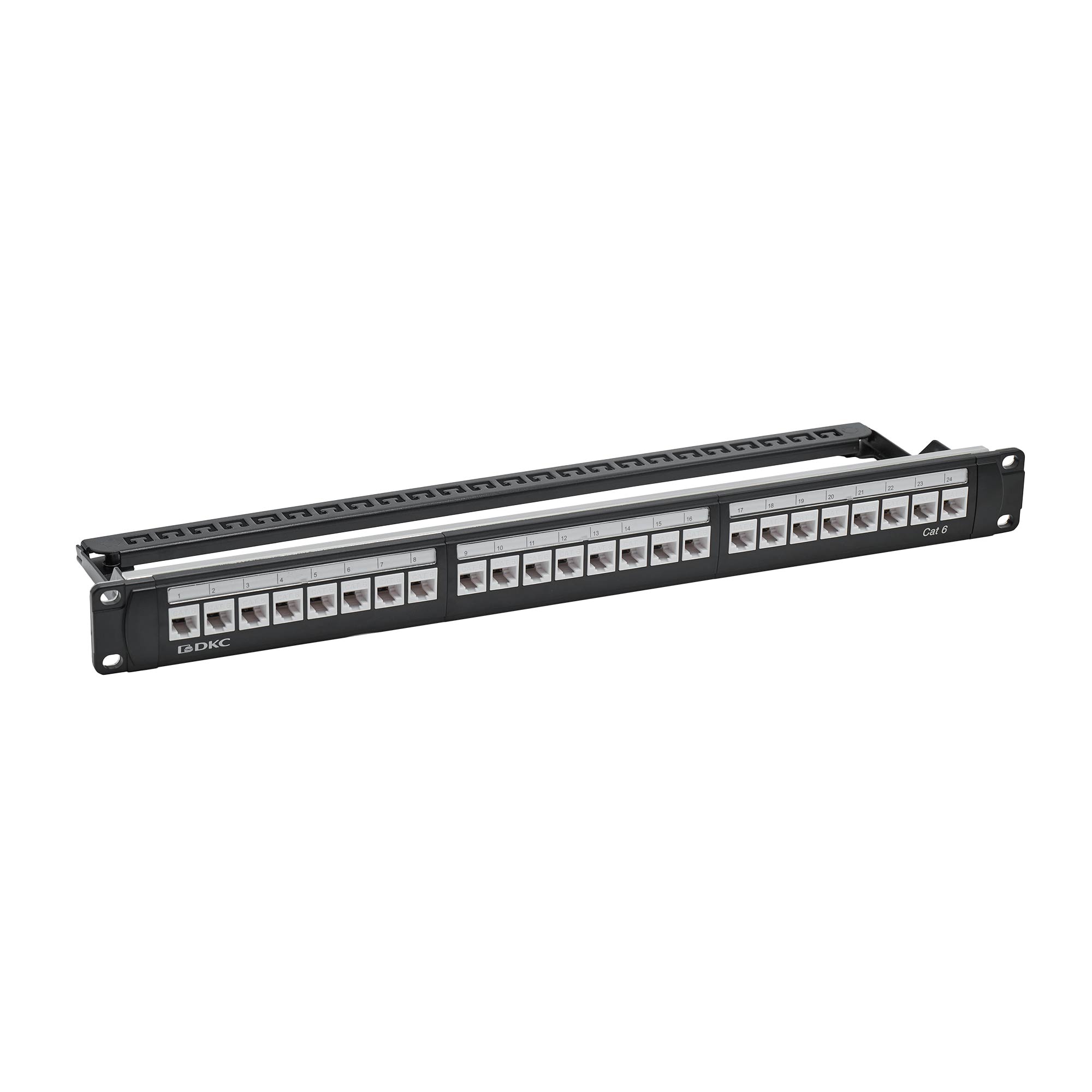 Патч-панель модульная 19", 1U, CAT6, 24 модуля RJ45 Кейстоун (Keystone), неэкранированная
