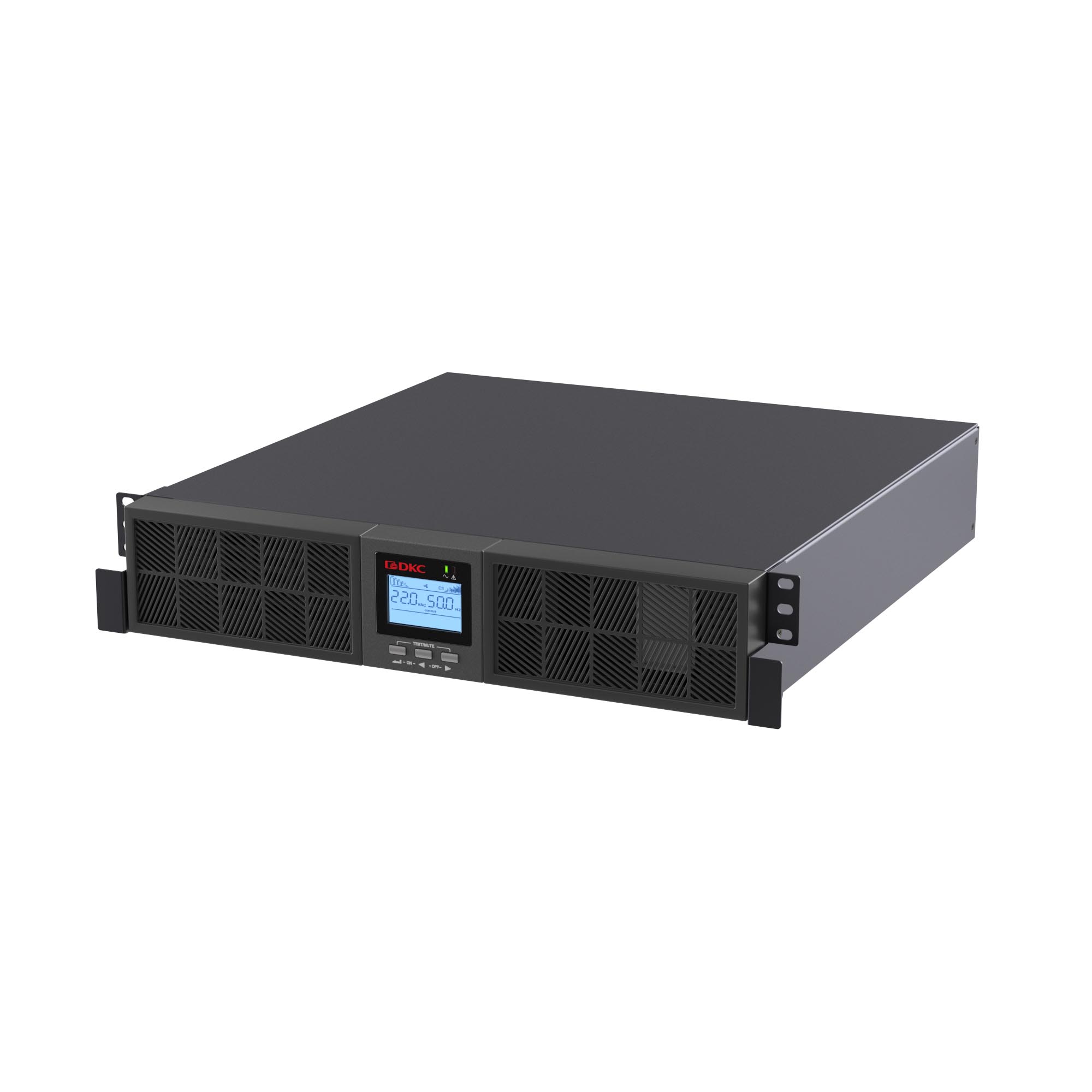 Онлайн ИБП ДКС серии Смолл Рэкмаунт (Small Rackmount), 1000 ВА/1000 Вт,1/1, 6xIEC C13, 1хIEC C19, EPO, USB, RS-232, Rack 2U, з/у 6А, без АКБ