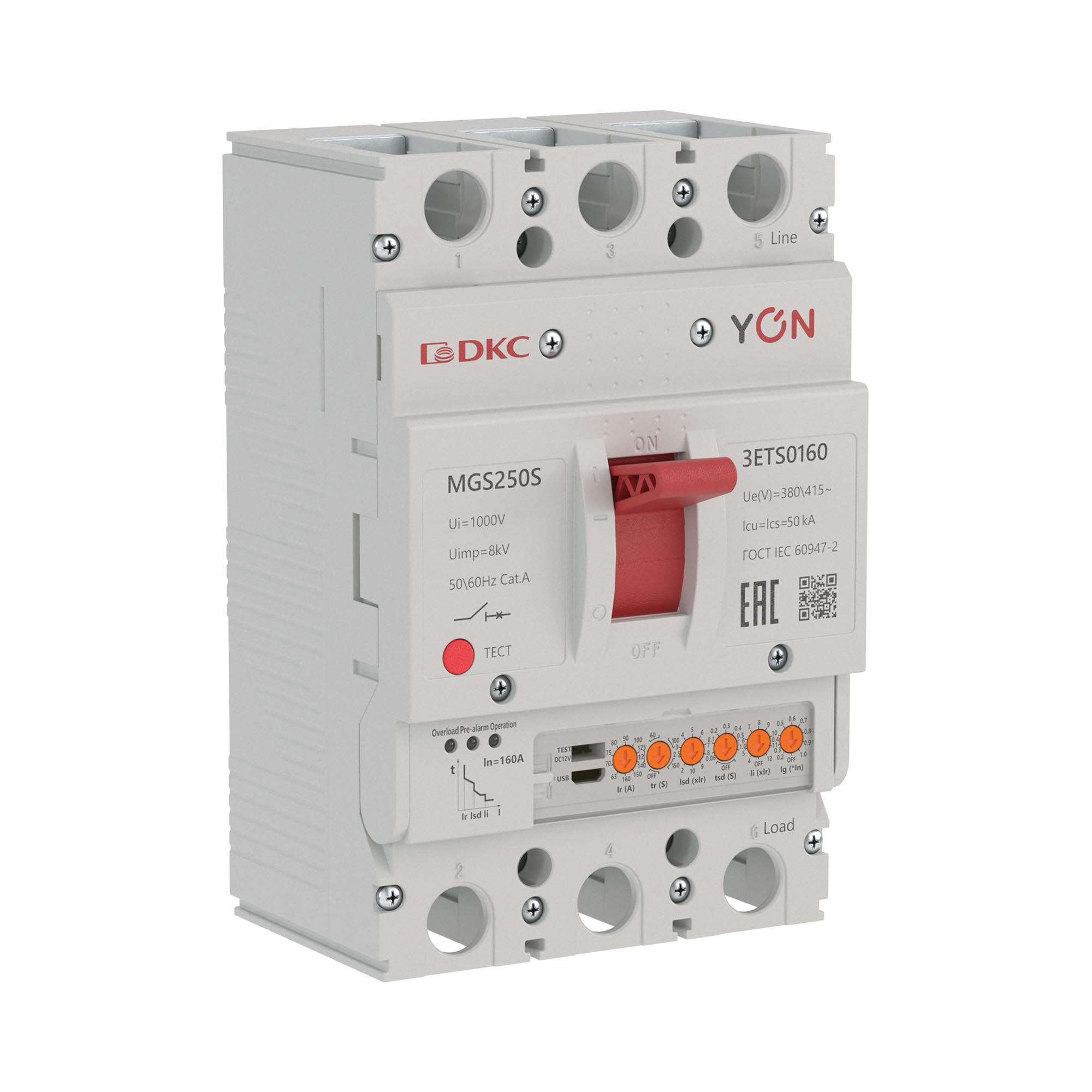 Авт. выкл. YON MGS250S 3P 63-160A 50kA с электронным расцепителем ETS