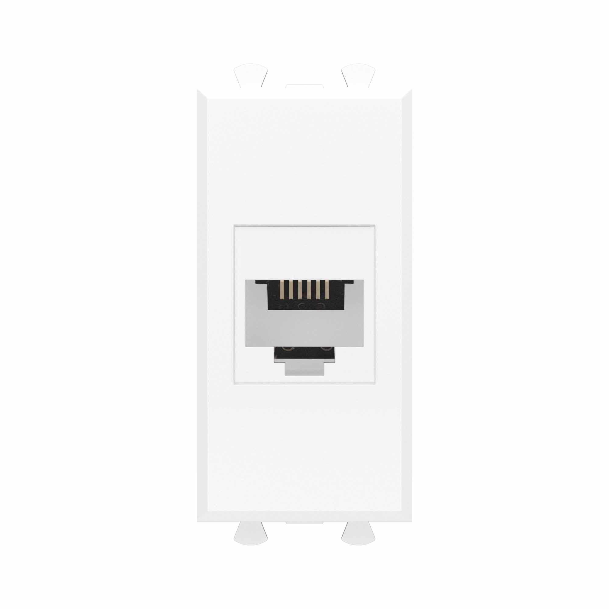 Телефонная розетка RJ-12 без шторки модульная, Avanti, белое облако, 1 модуль