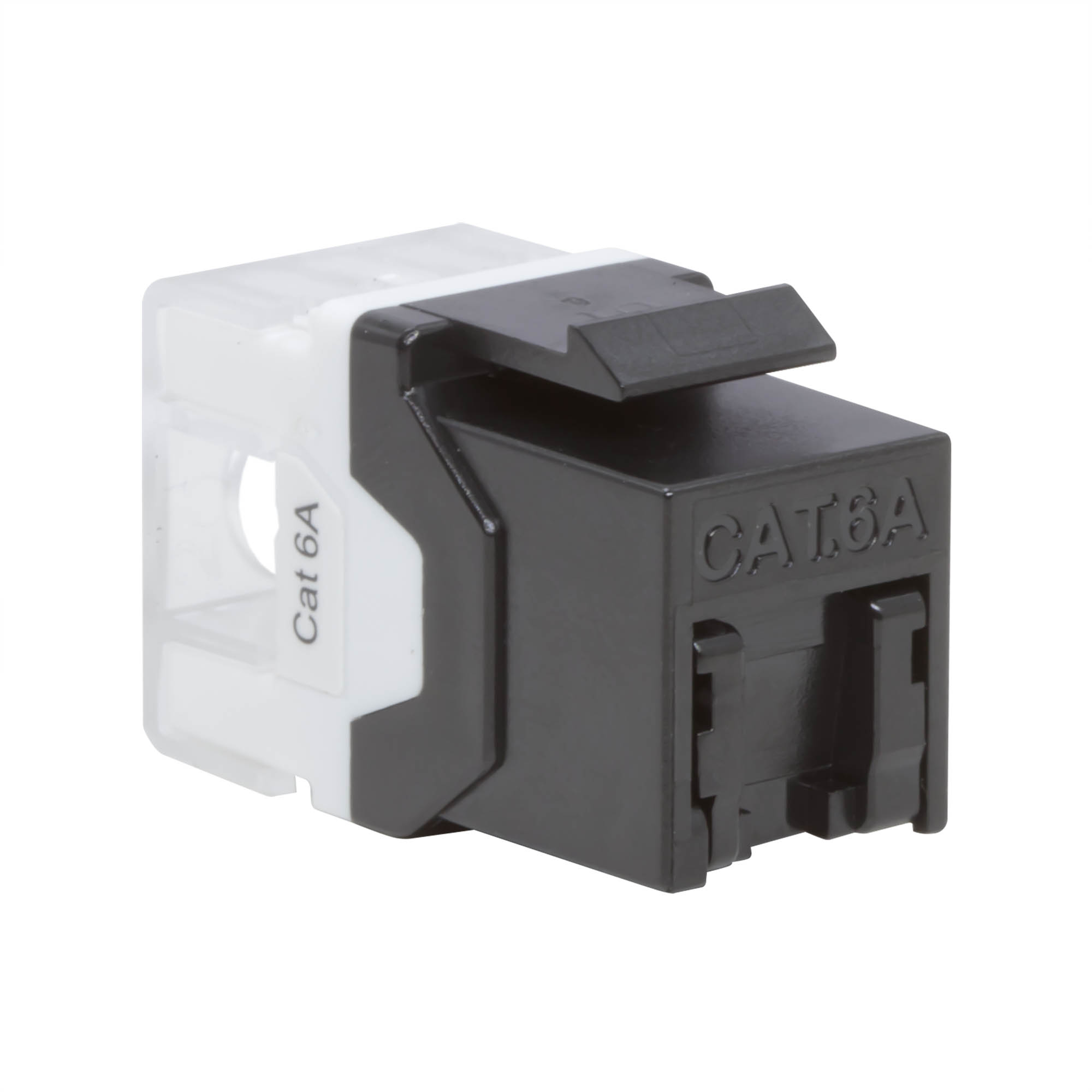 Модуль Кейстоун (Keystone) RJ45 CAT 6A с пылезащитной шторкой, неэкранированный (UTP), 90/180 градусов, черный