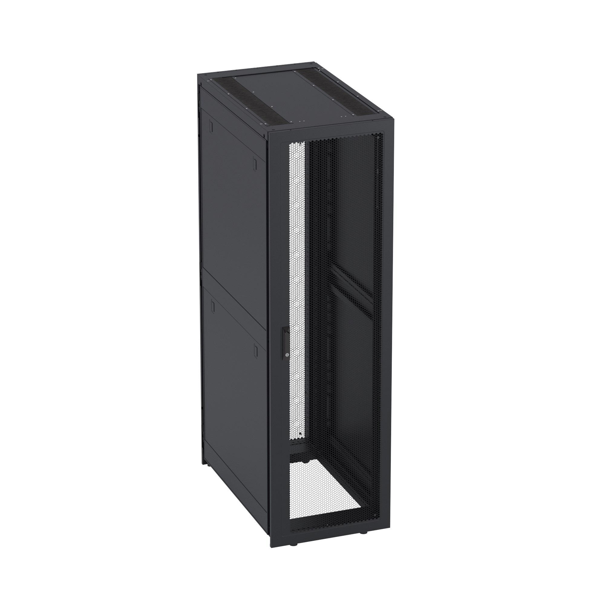 Шкаф ДКС для ЦОД, Серия С, напольный, собранный 19'', 48U 600x1200мм, двойные боковые панели, черный RAL9005