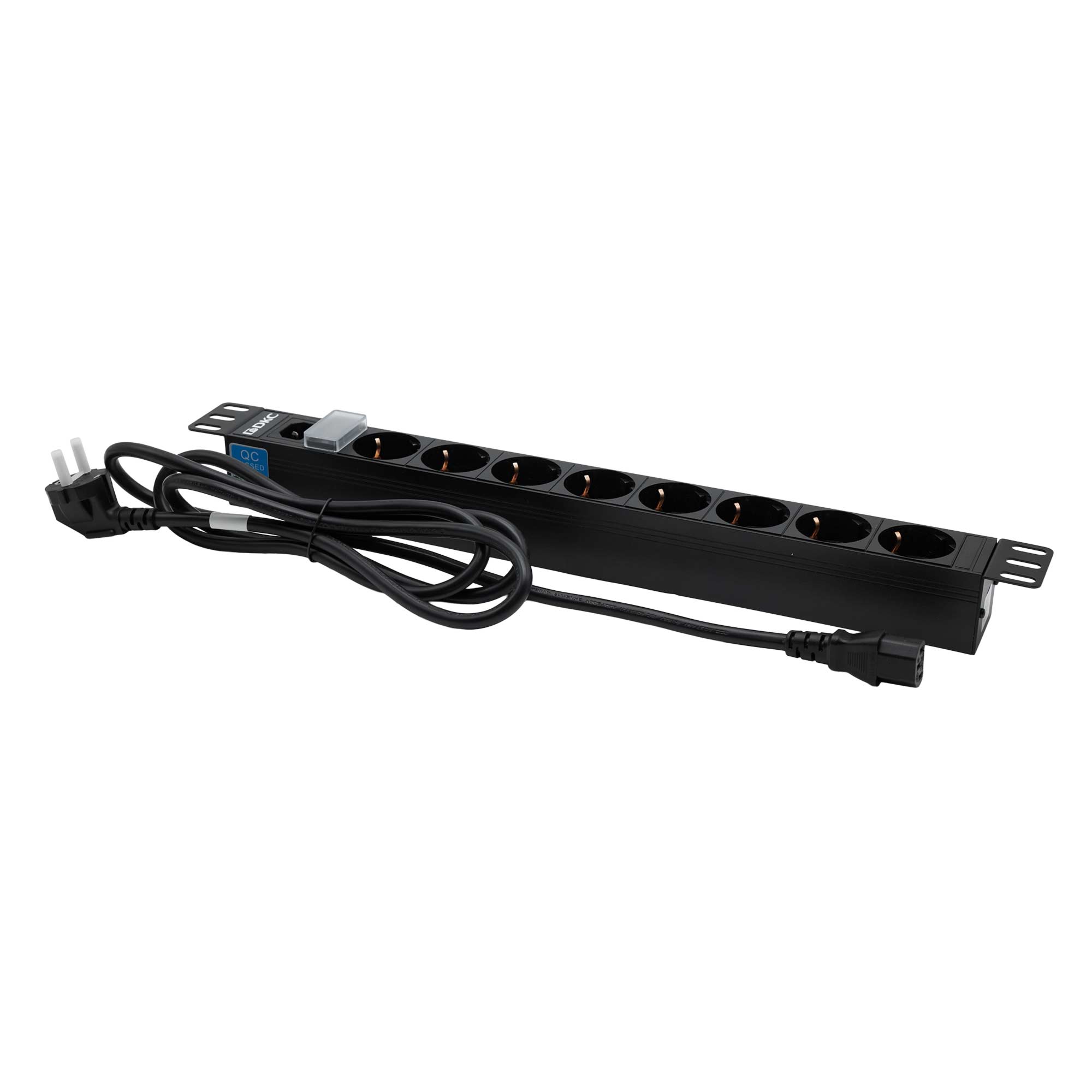 Блок распределения питания (PDU) 19" 10A с выключателем, Вых:8 Schuko, Вх:С14