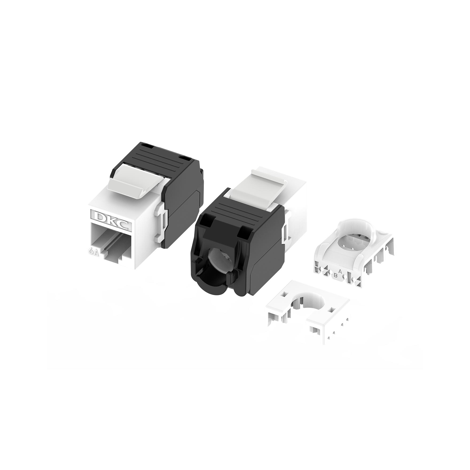 Модуль Кейстоун (Keystone) RJ45 CAT6A неэкранированный, 180 градусов, безынструментальный монтаж (Toolless), белый (применим с инструментом RT)