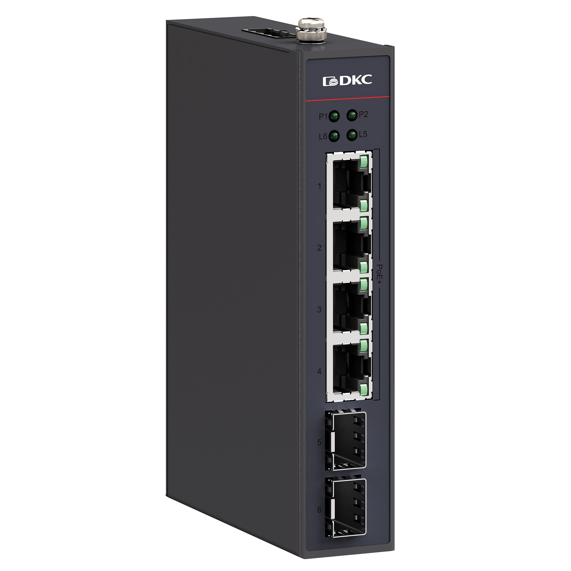 Промышленный неуправляемый коммутатор с POE/POE+, 2×10/100/1000Base SFPслота, 4×10/100/1000Base-T(X) портов RJ45 (8×POE), 48-57 DC,резервированием