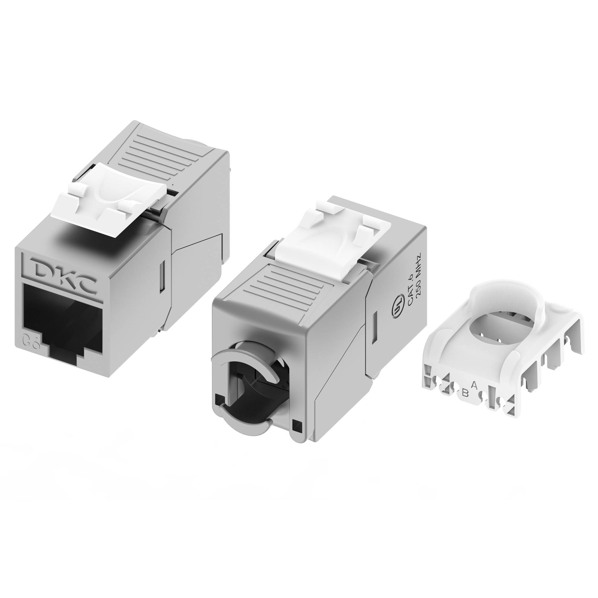 Модуль Кейстоун (Keystone) RJ45 CAT6 экранированный, 180 градусов, безынструментальный монтаж (Toolless), серебристый (применим с инструментом RT)