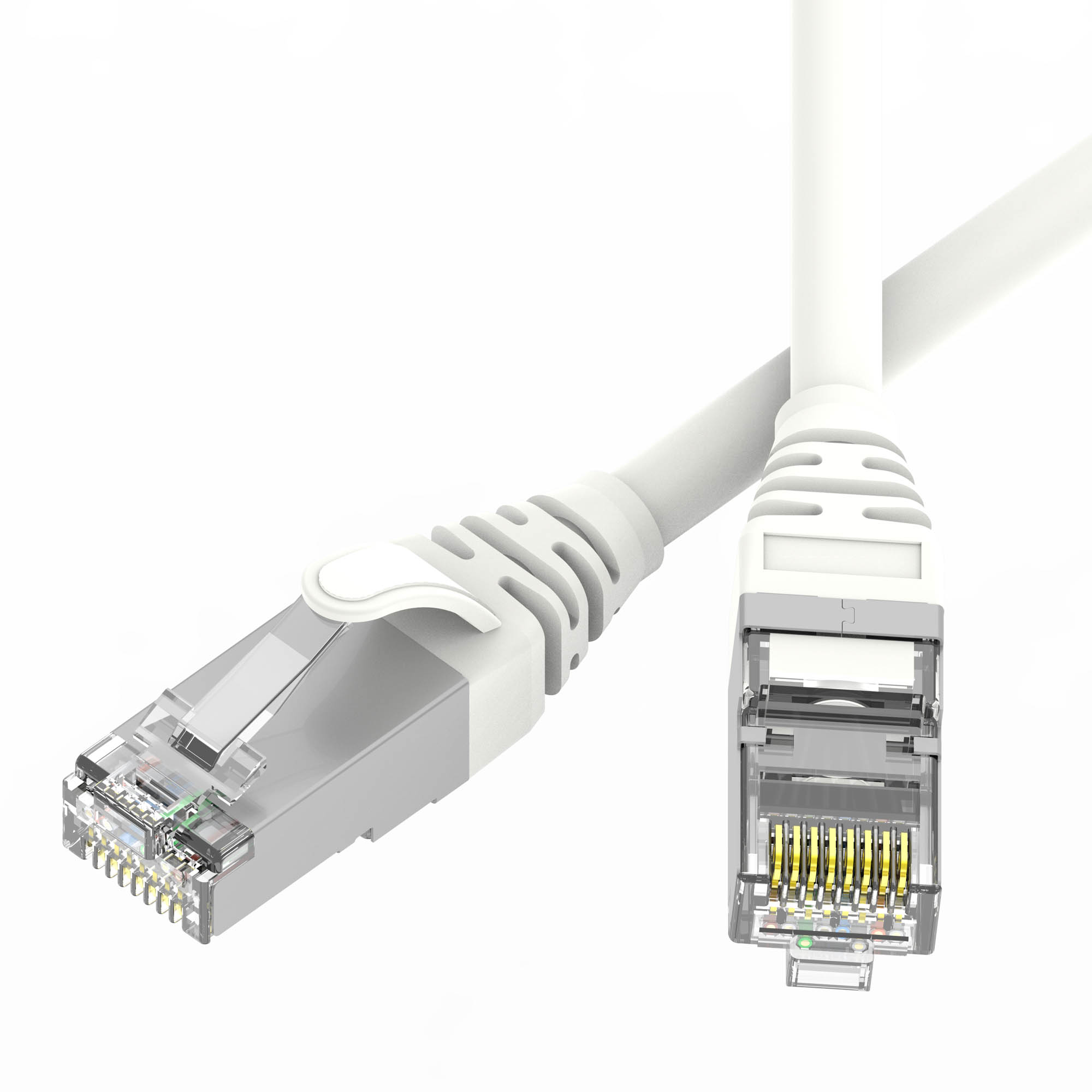 Патч-корд экранированный SLIM CAT6 S/FTP 4х2, 28 AWG, LSZH, белый, 0,2м