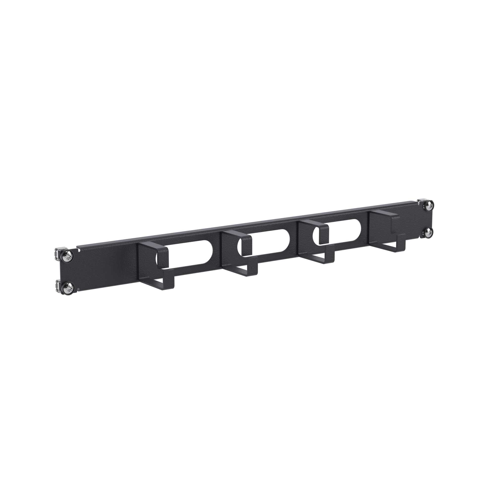 Организатор кабельный с отверстиями 4 кольца, 19" 1U, RAL9005