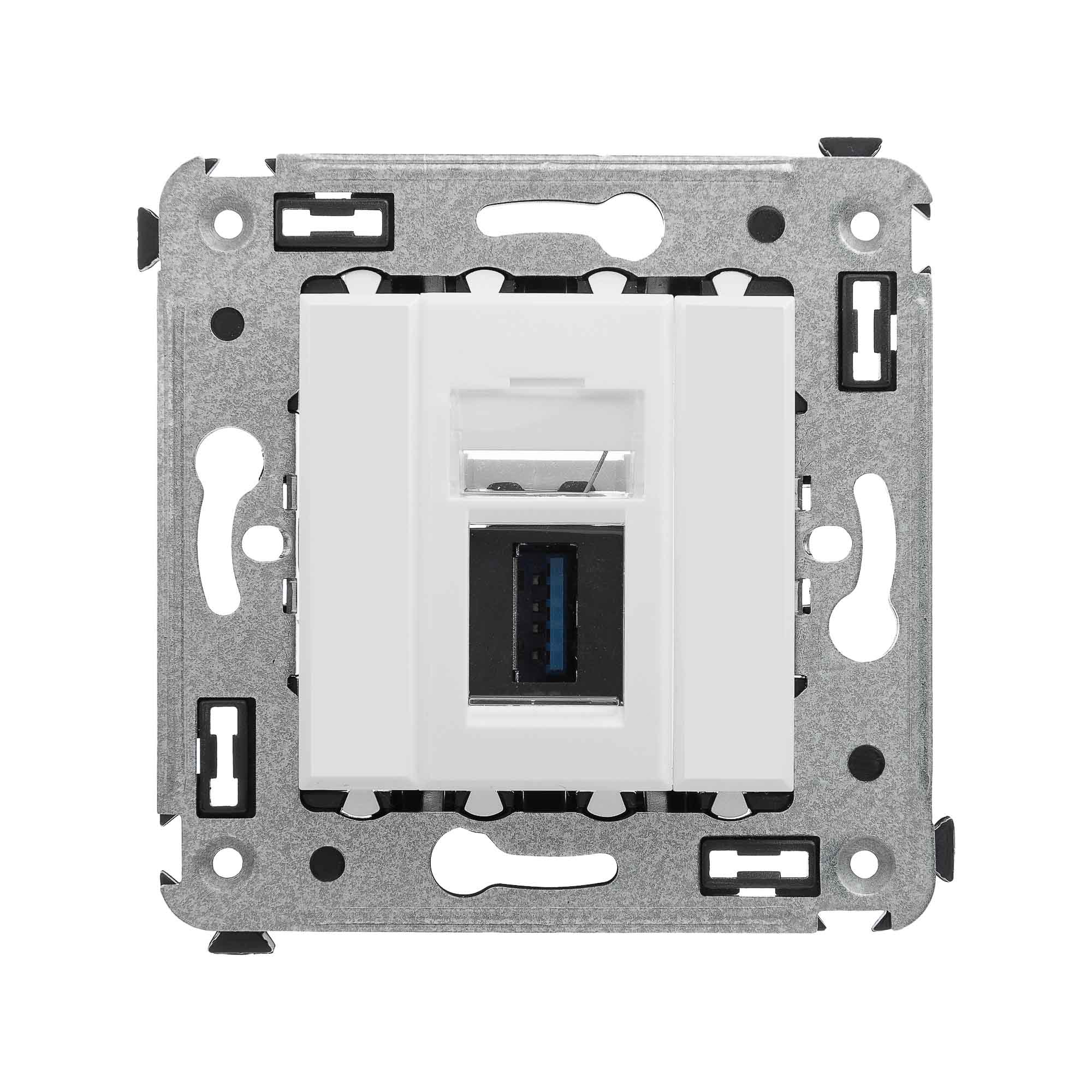 USB 3.0 розетка одинарная в стену, тип А-А, Avanti, белое облако