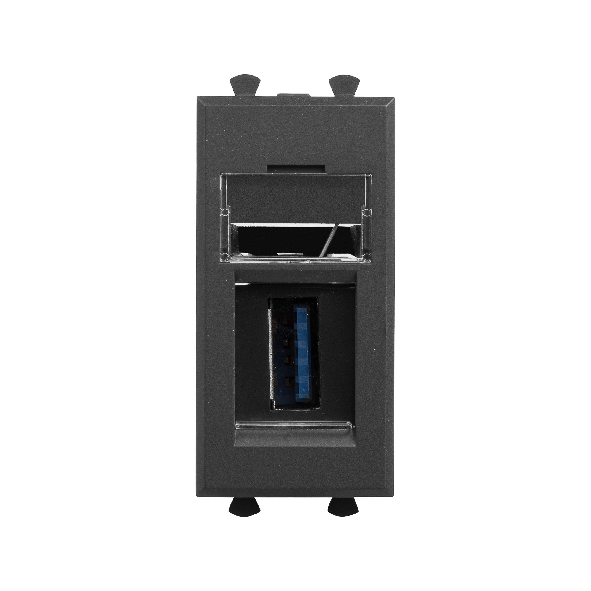 USB 3.0 розетка модульная, тип А-А, Avanti, черный матовый, 1 модуль