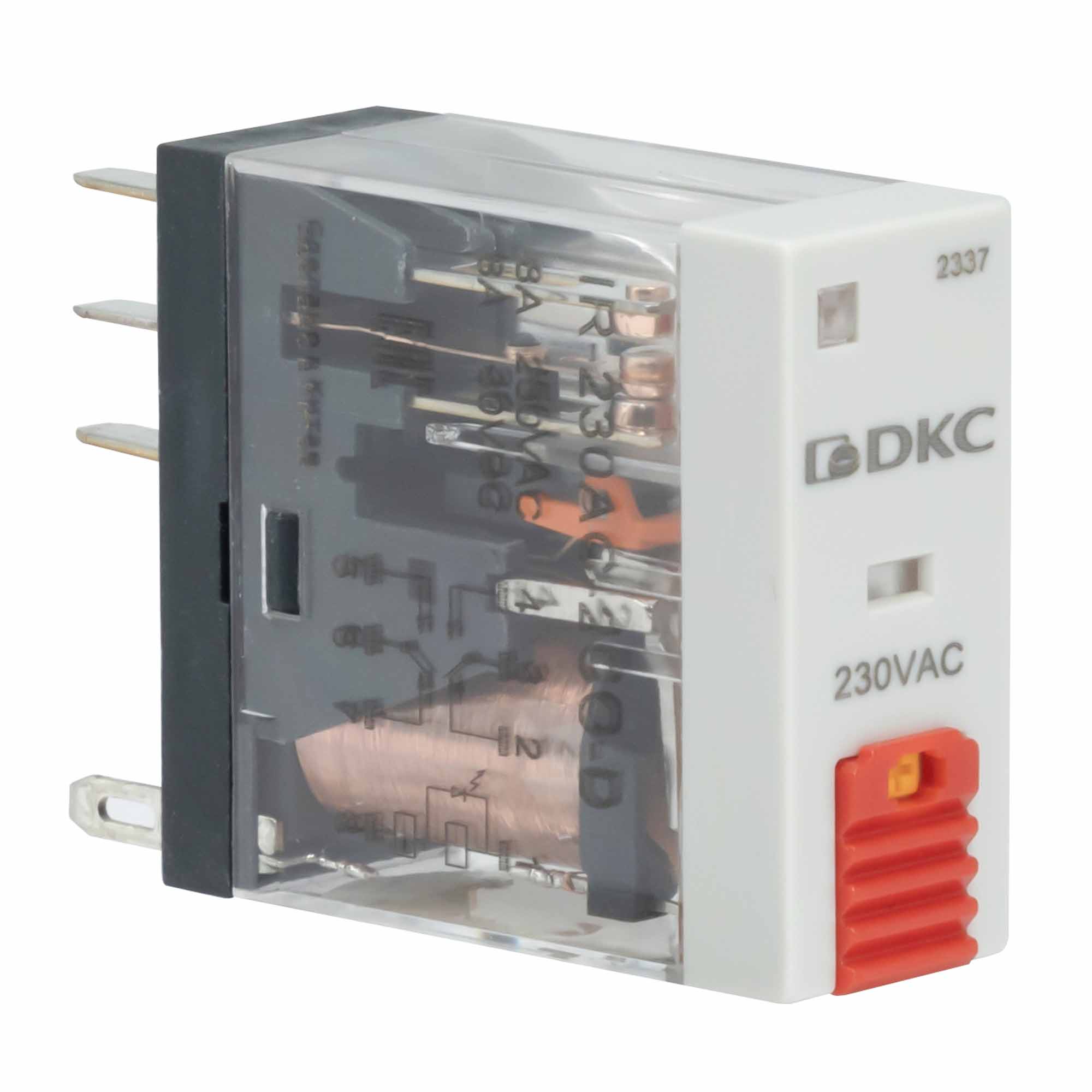 Реле миниатюрное промышленное, 2CO, ком. ток 8А, AgSnO2, напряжение 115V AC, опция: тест-кнопка+светодиод