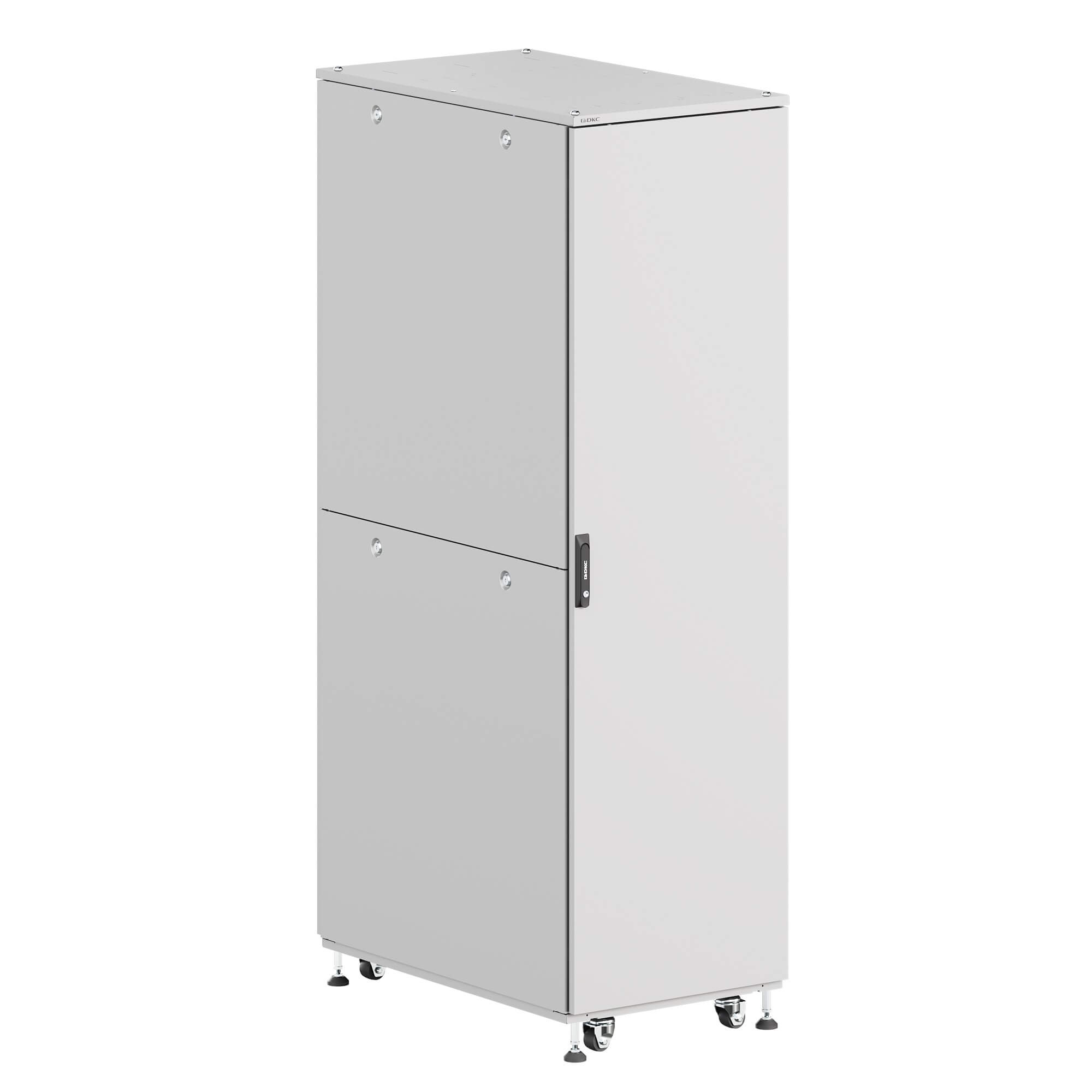 Шкаф ДКС телекоммуникационный, Серия Т, напольный, разобранный 19", 47U 600x1000мм, крыша с вырубкой, сплошная металл и сплошная металл, двойные боковые панели, серый RAL7035