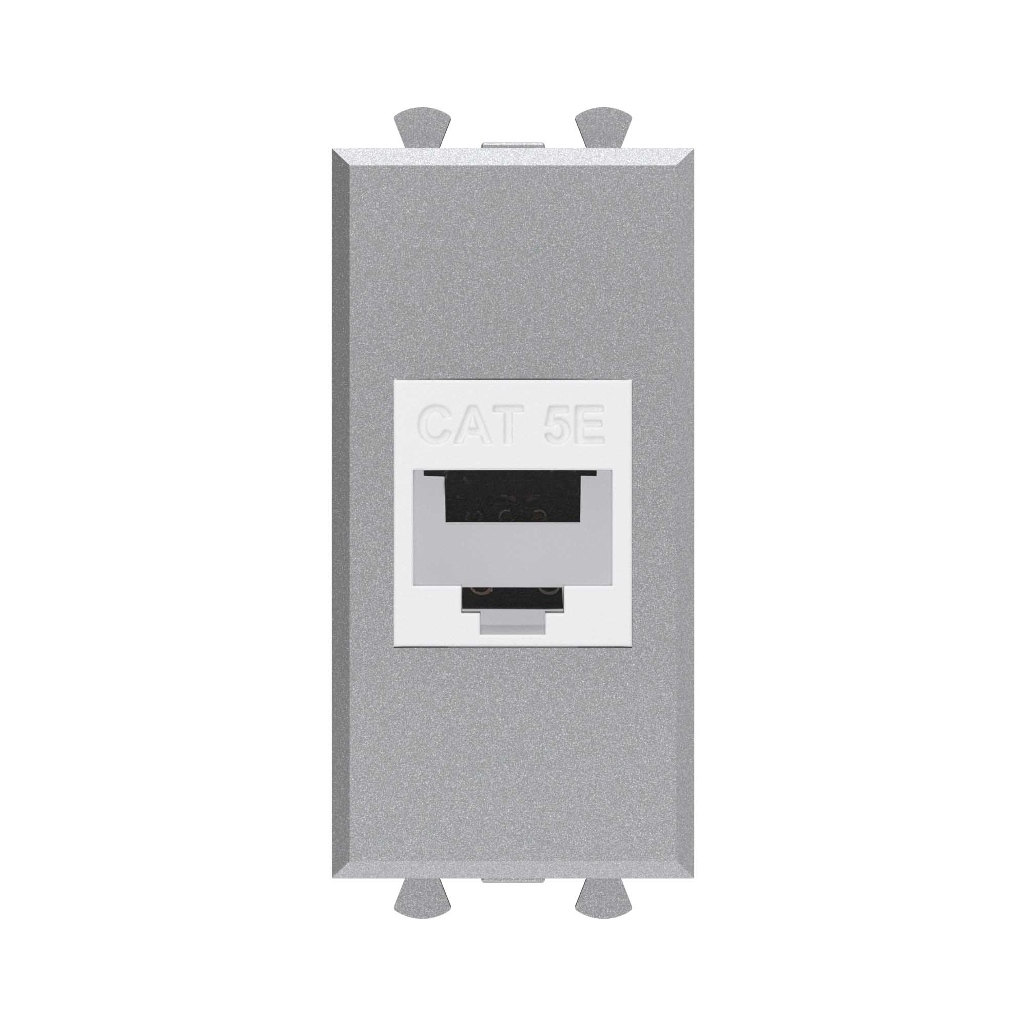 Компьютерная розетка RJ-45 без шторки модульная, кат.5е, Avanti, закаленная сталь, 1 модуль