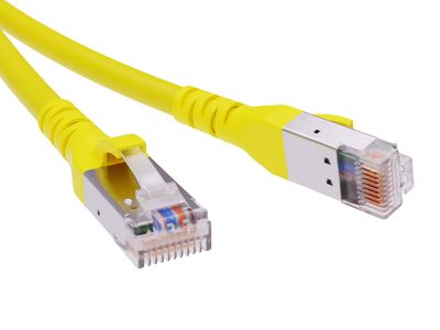 Патч-корд экранированный CAT6A S/FTP 4х2, LSZH, желтый, 0.5м