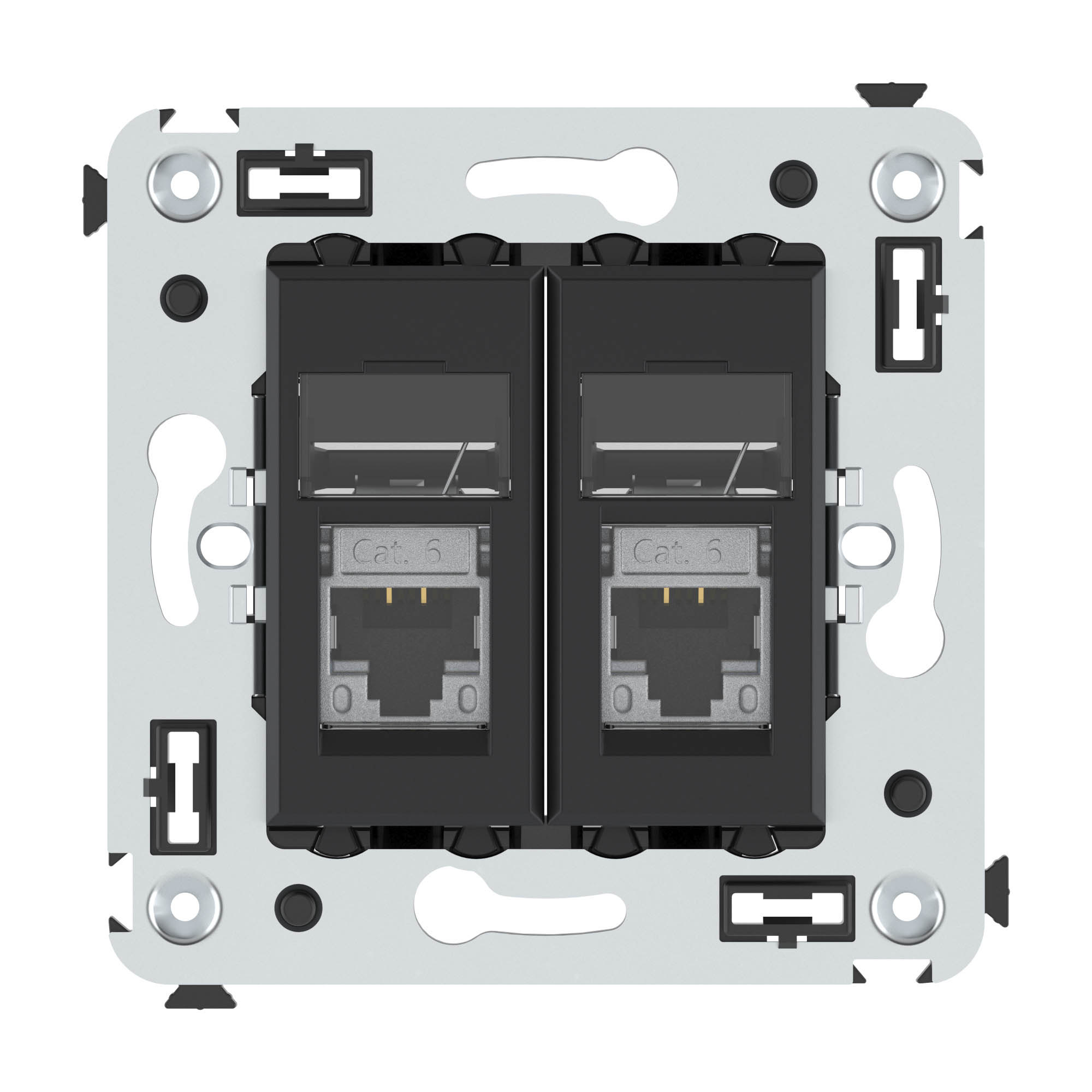 Компьютерная розетка RJ-45 в стену, кат.6 экранированная двойная, Avanti, черный матовый