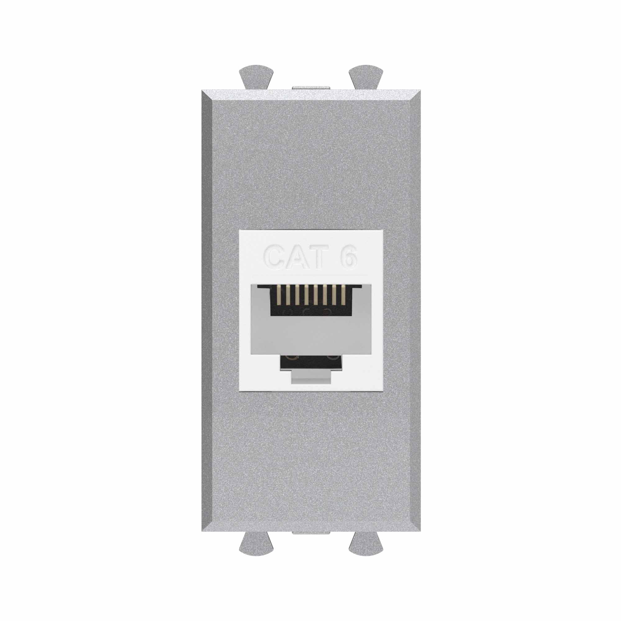 Компьютерная розетка RJ-45 без шторки модульная, кат.6, Avanti, закаленная сталь, 1 модуль