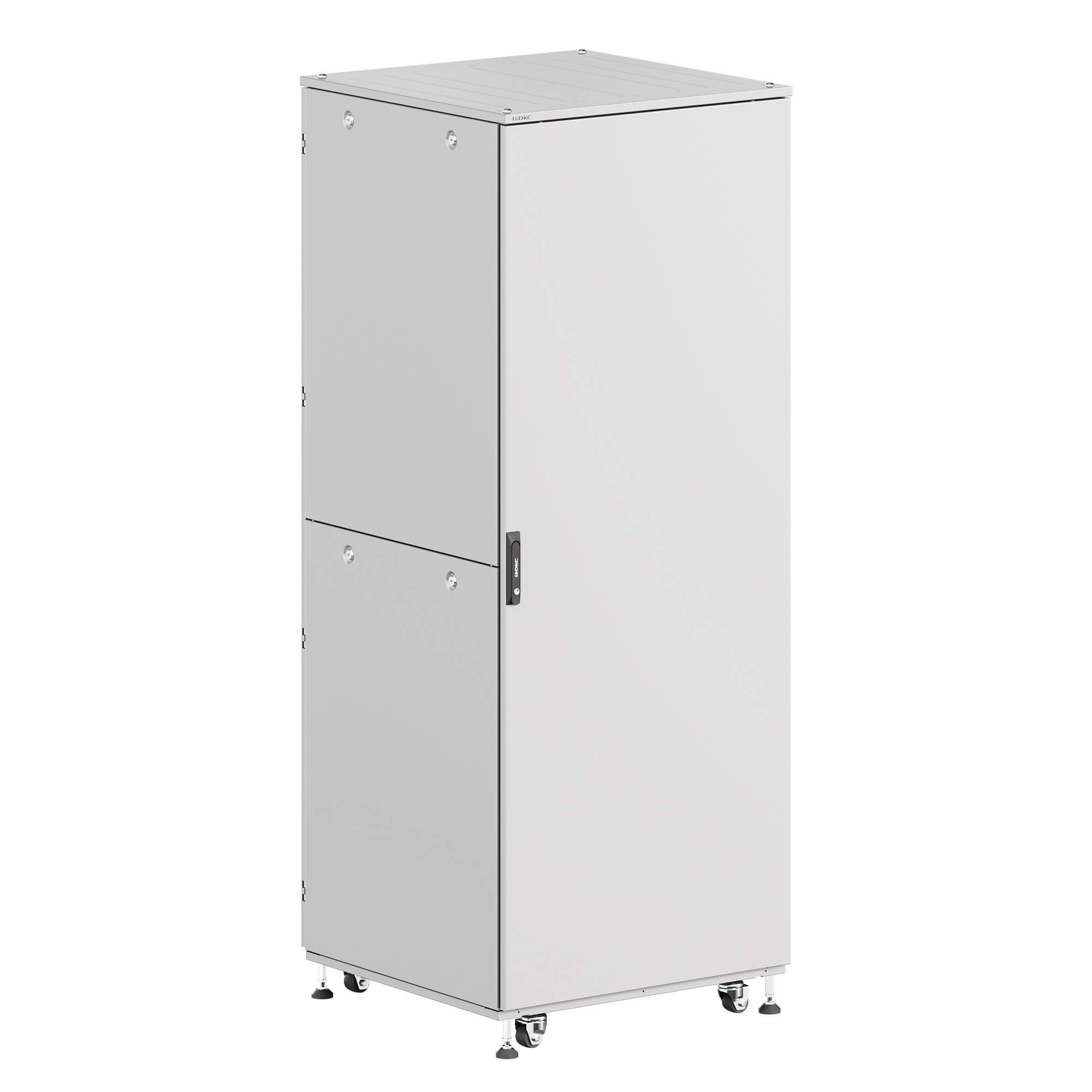 Шкаф ДКС телекоммуникационный, Серия Т, напольный, разобранный 19", 42U 800x800мм, крыша с вырубкой, сплошная металл и двойная сплошная металл, двойные боковые панели, серый RAL7035