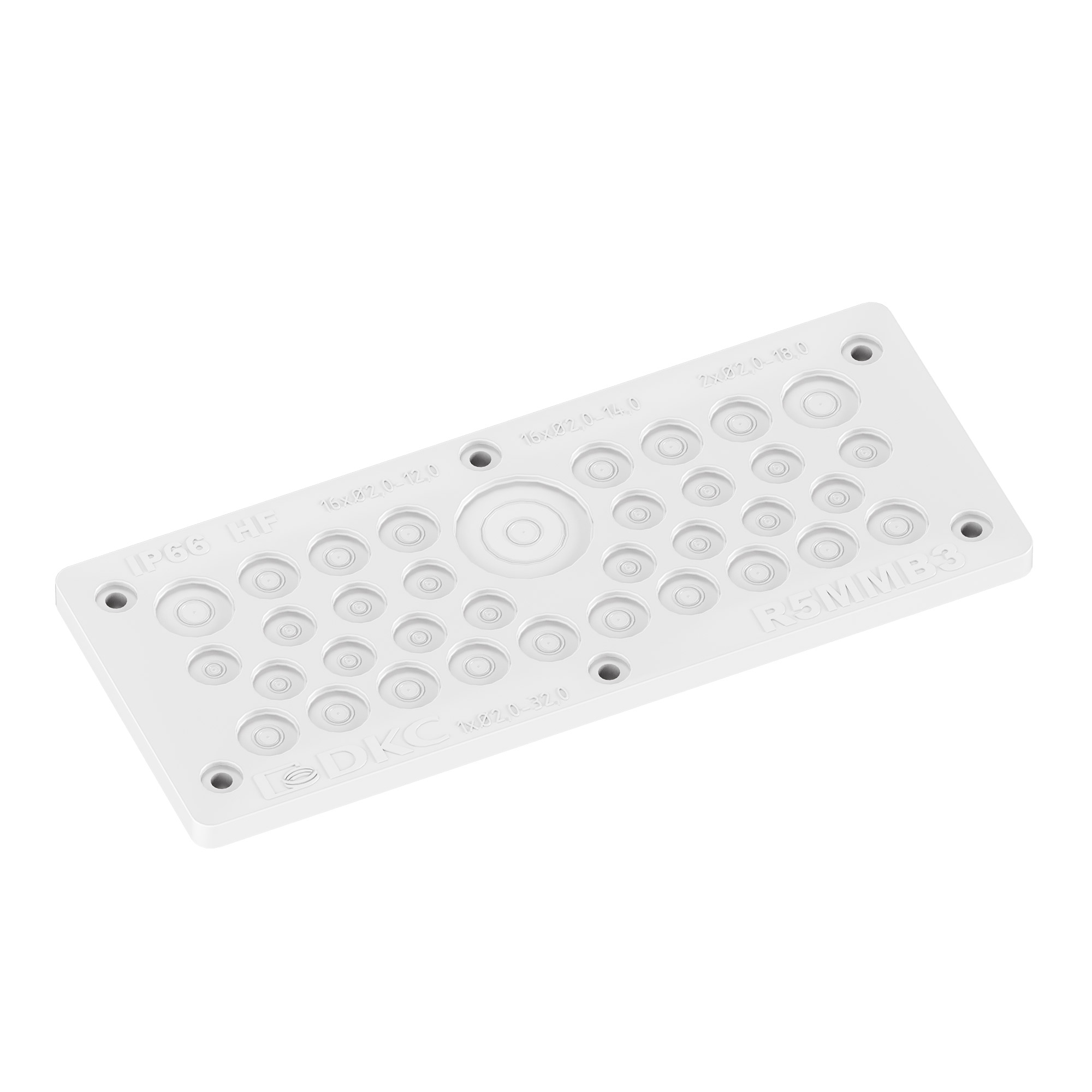 Мембранный кабельный ввод, EPDM, IP66, t эксп. -70..+90, ШхВ 216х89 мм,16xø2,0-12,0 мм, 16xø2,0-14,0 мм, 2xø2,0-18,0 мм, 1xø2,0-32,0 мм