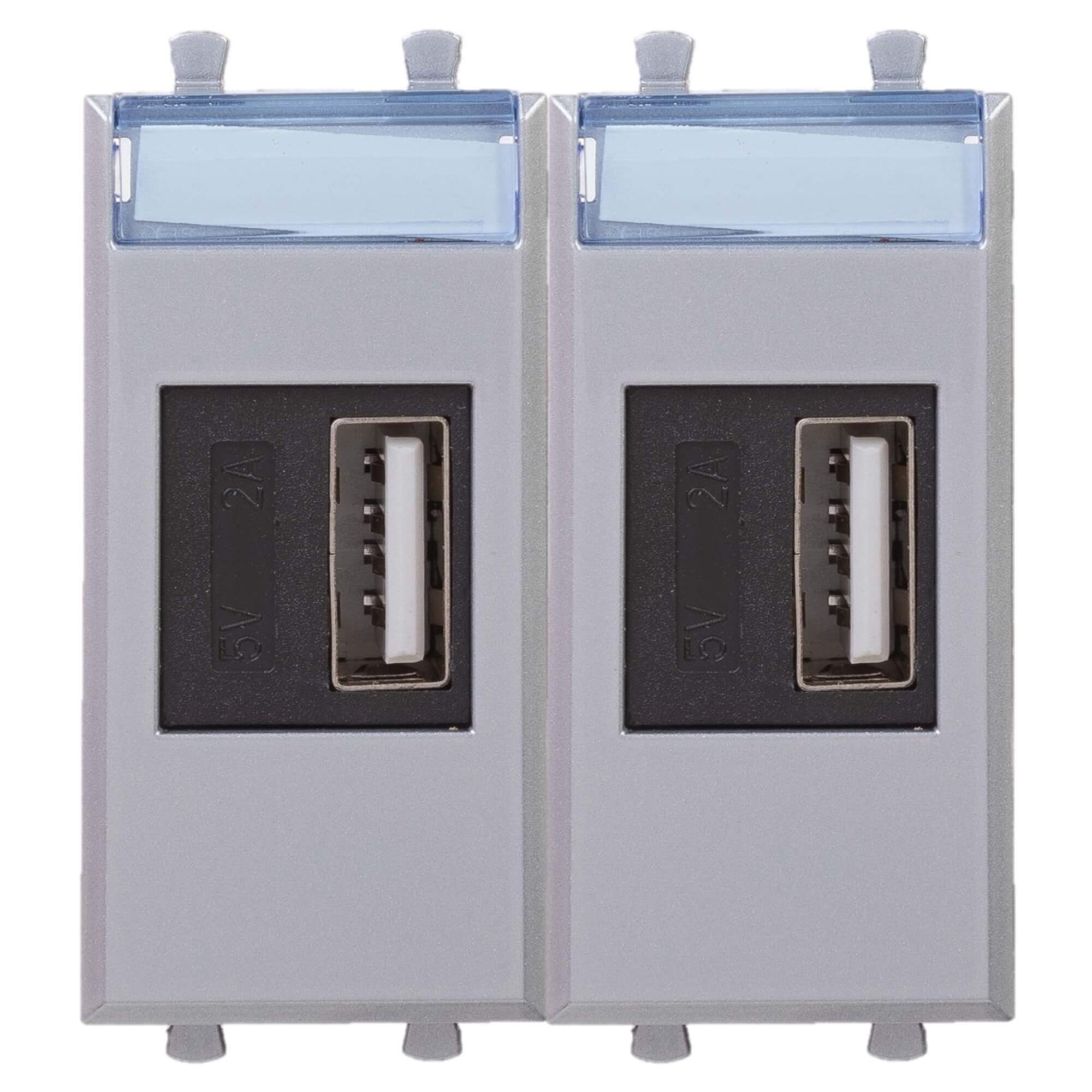 USB зарядное устройство модульное, Avanti, закаленная сталь, 2модуля, 2.1 А