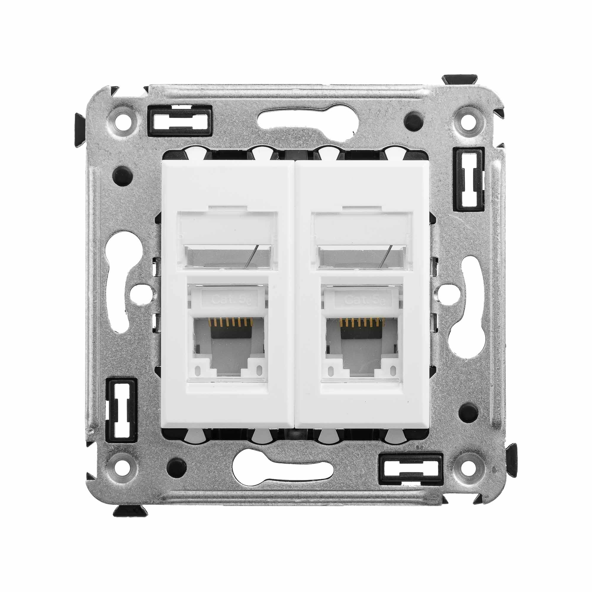 Компьютерная розетка RJ-45 в стену, кат.5e двойная, Avanti, белое облако