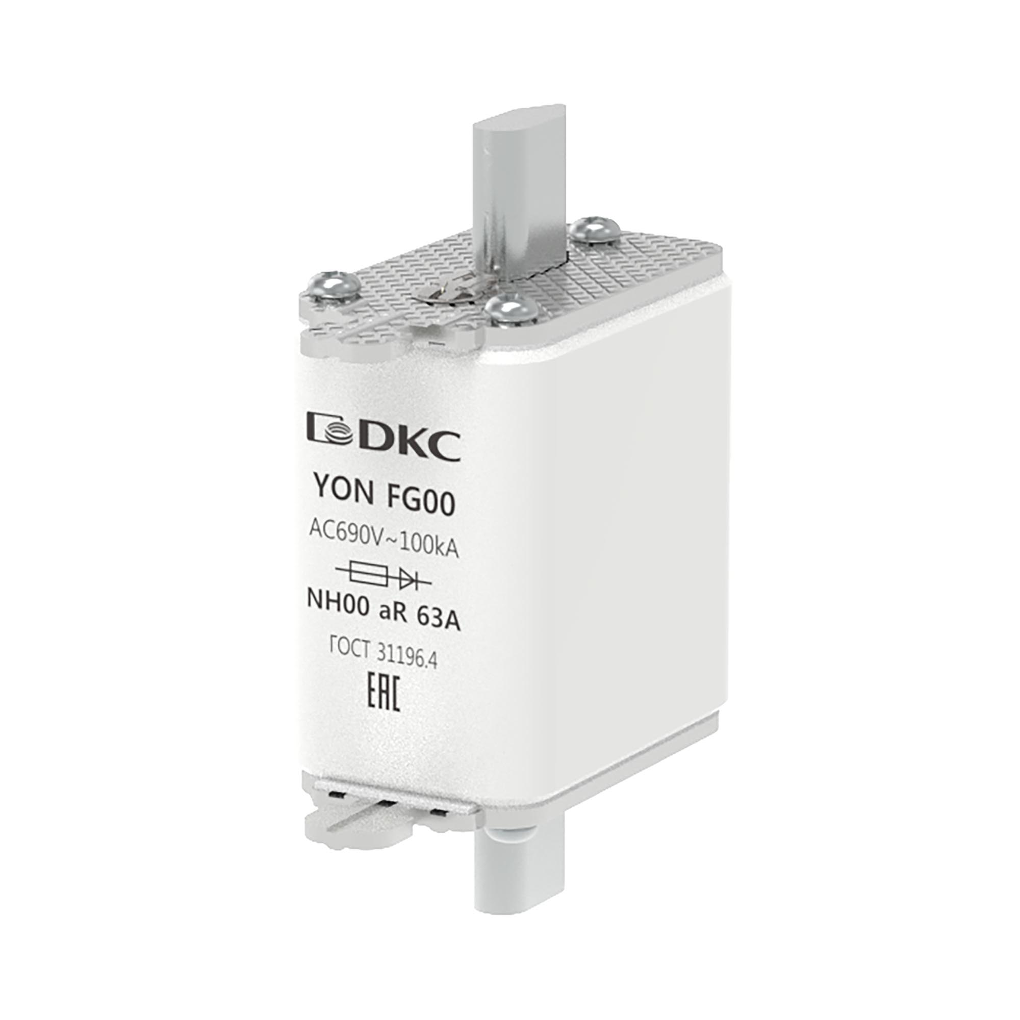 Предохранитель YON ножевого типа FG00 63А 690V характеристика aR