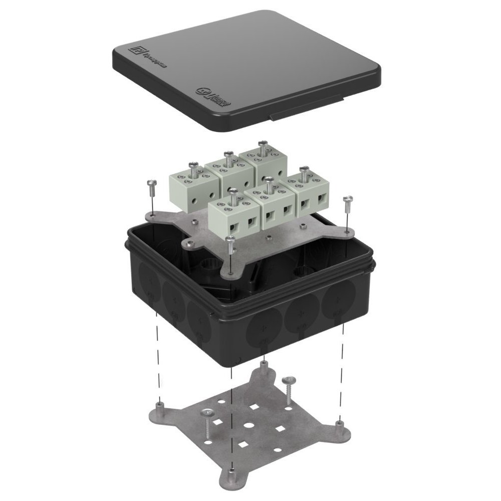Коробка огнестойкая для о/п двухкомпонентная 60-0303-FR6.0-12 Е15-Е120 RAL9005 100х100х40 (16 шт/кор) Промрукав
