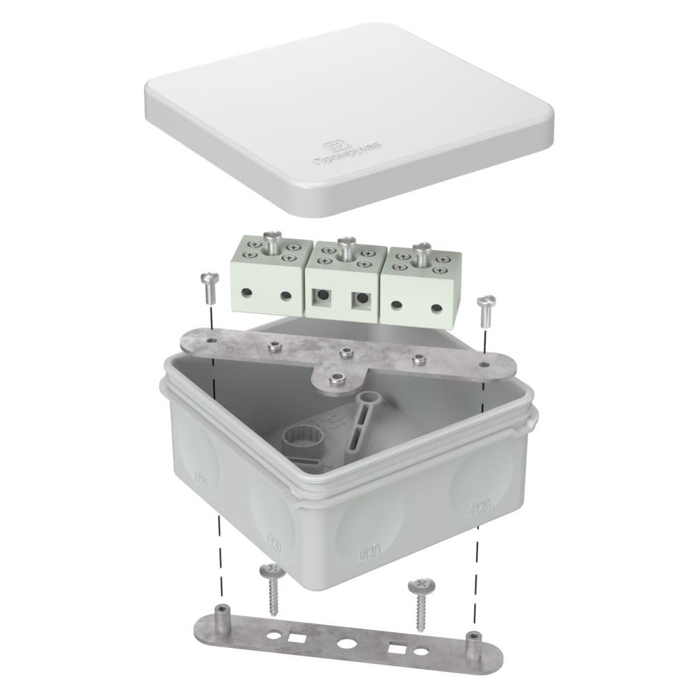 Коробка огнестойкая для о/п двухкомпонентная 60-0210-FR6.0-6 Е15-Е120 RAL7035 80х80х40 Промрукав