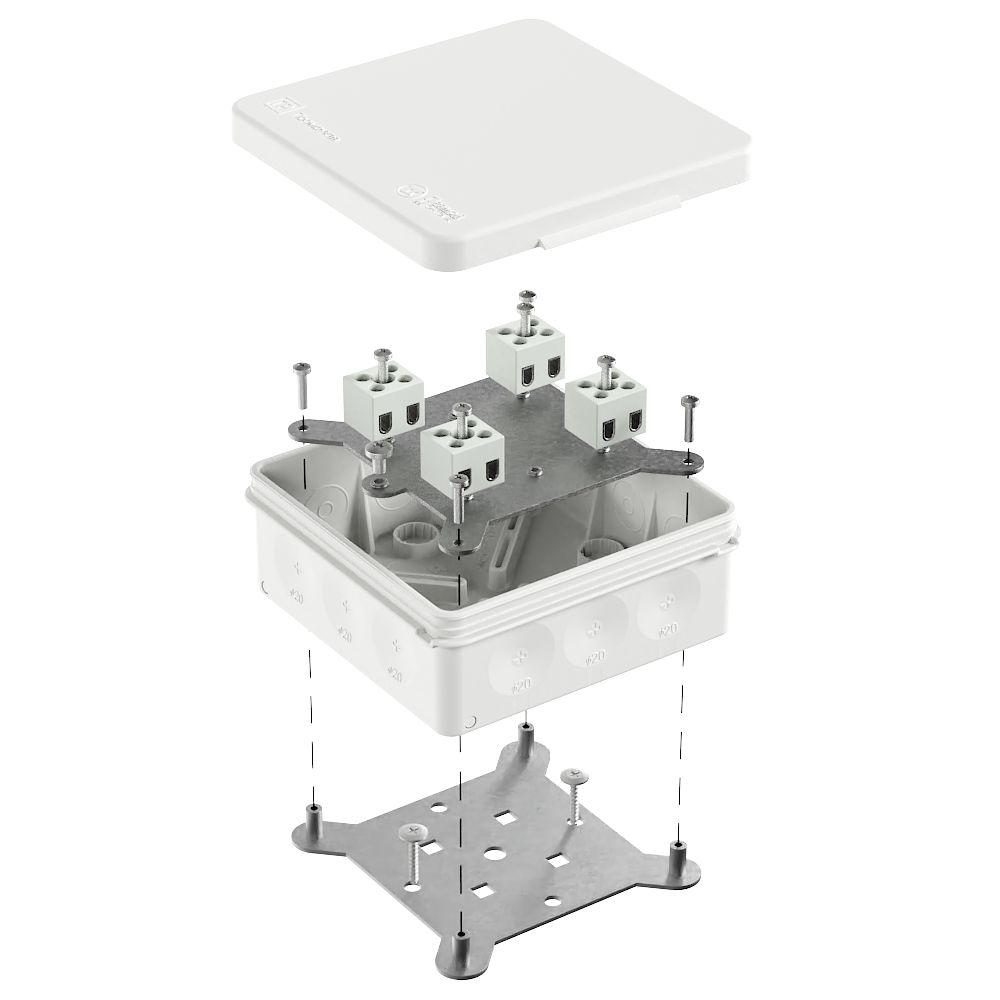 Коробка огнестойкая для о/п двухкомпонентная 60-0303-FR2.5-8 Е15-Е120 RAL9003 100х100х40 (16 шт/кор) Промрукав