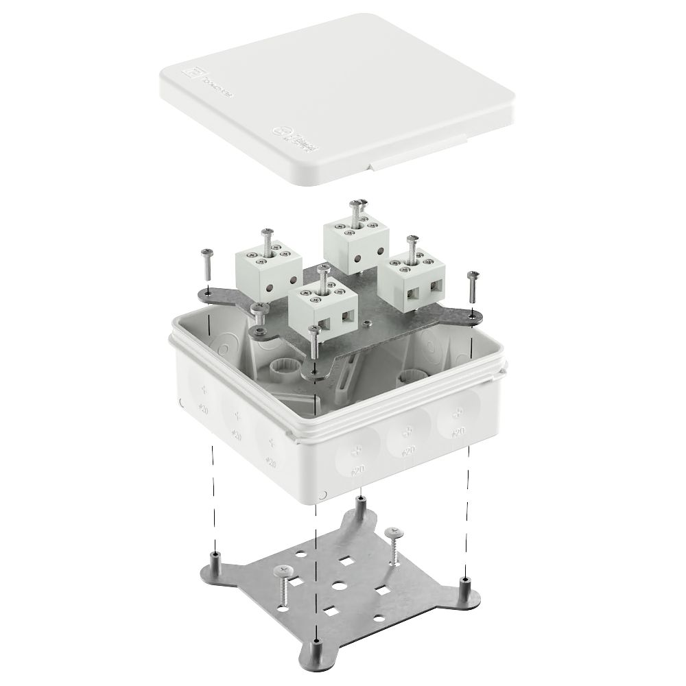 Коробка огнестойкая для о/п двухкомпонентная 60-0303-FR6.0-8 Е15-Е120 RAL9003 100х100х40 (16 шт/кор) Промрукав
