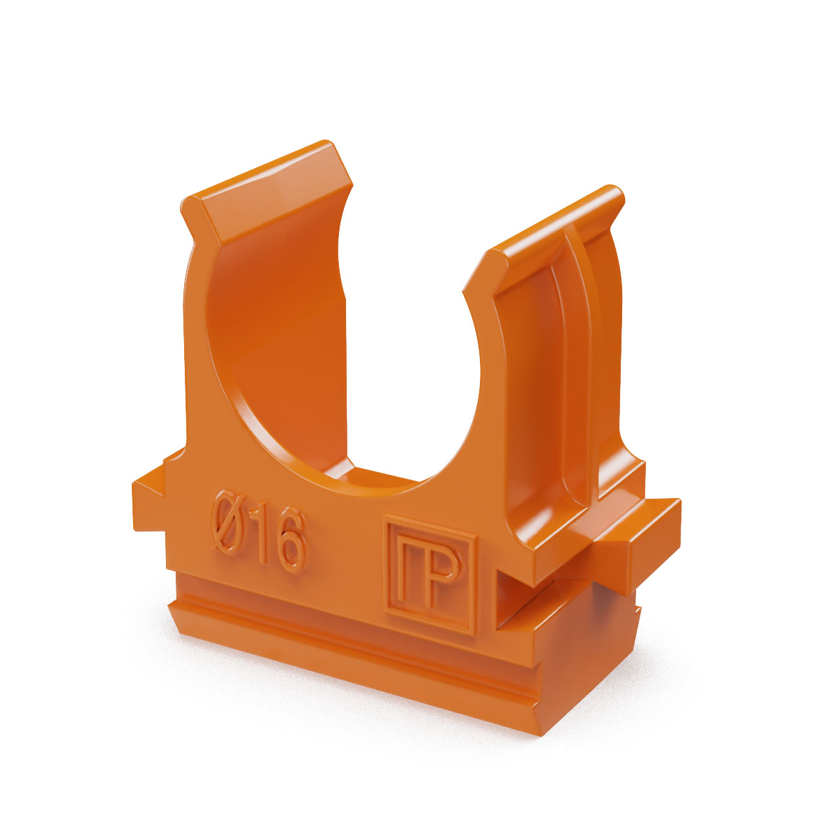 Крепёж-клипса для труб АБС-пластик оранжевая d16 мм (100шт/2000шт уп/кор) Промрукав